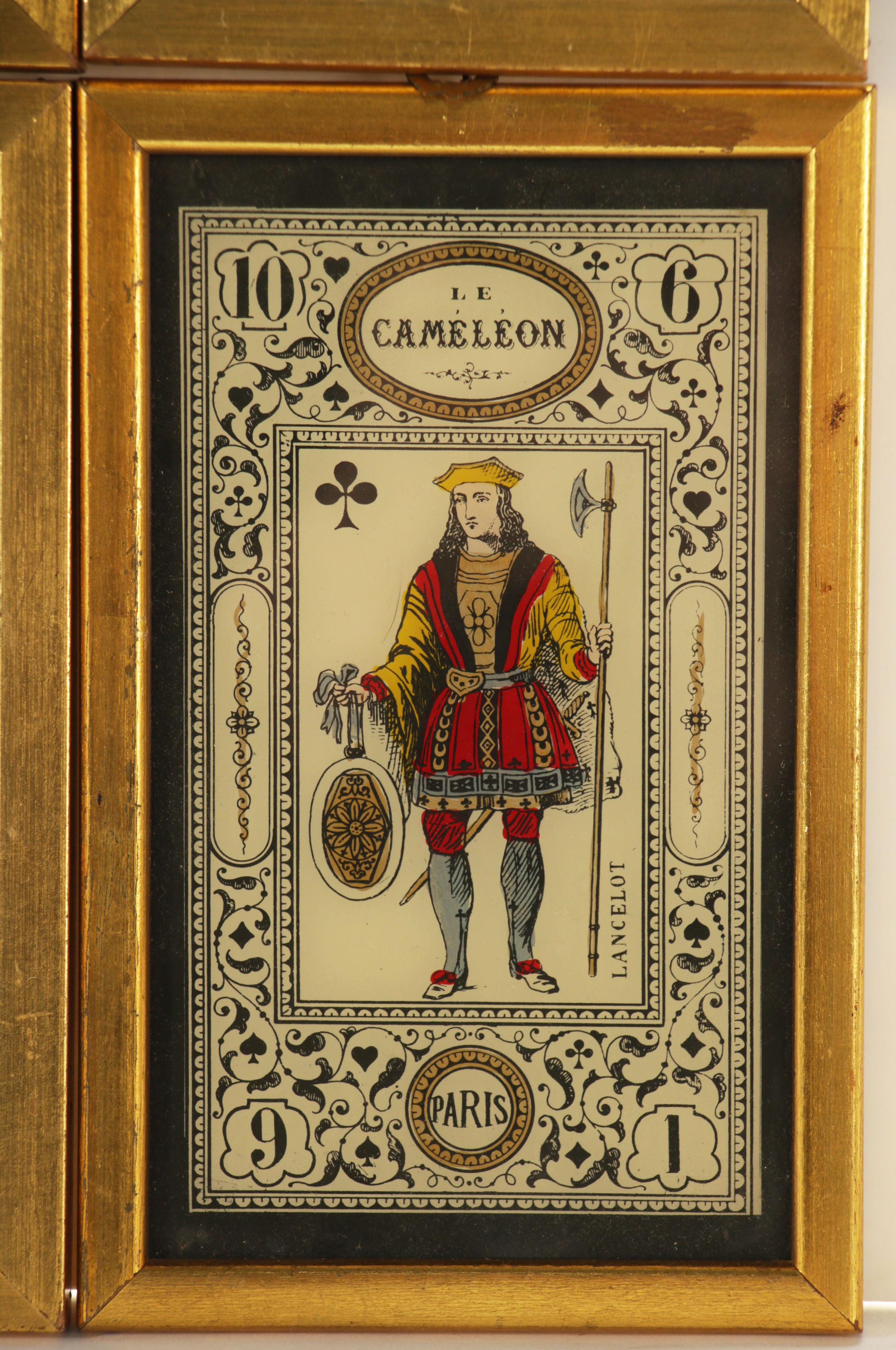 Le Caméléon Reverse Glass Paintings of Playing Cards, Early 20th Century