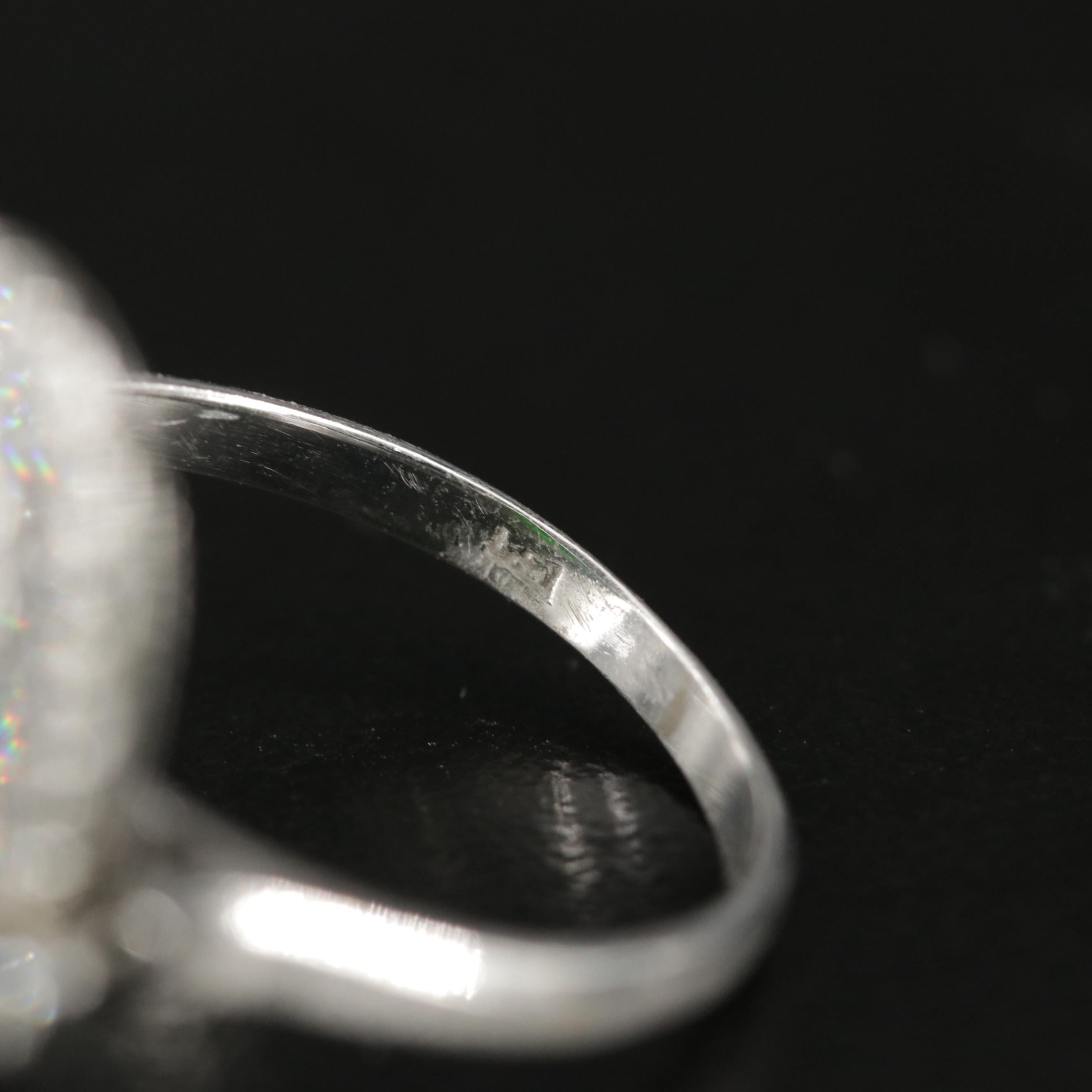 Vintage Platinum Alloy Jadeite and Diamond Ring