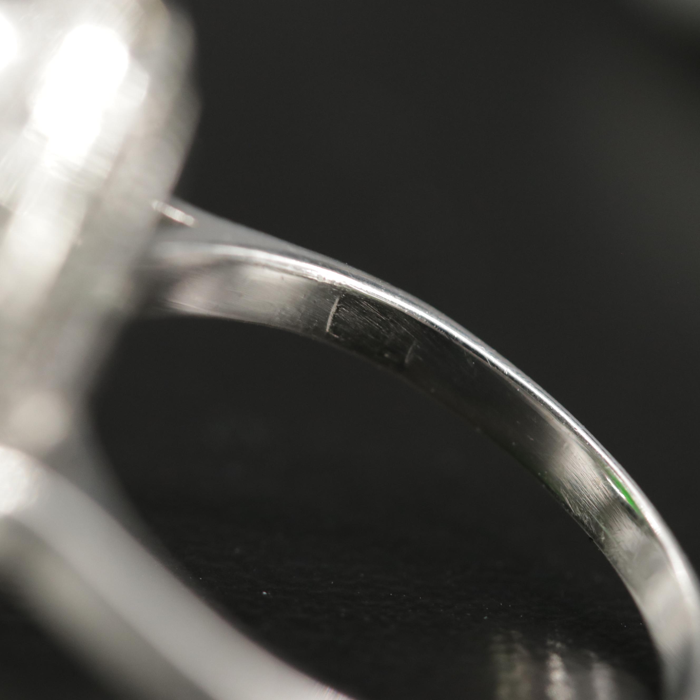 Vintage Platinum Alloy Jadeite and Diamond Ring