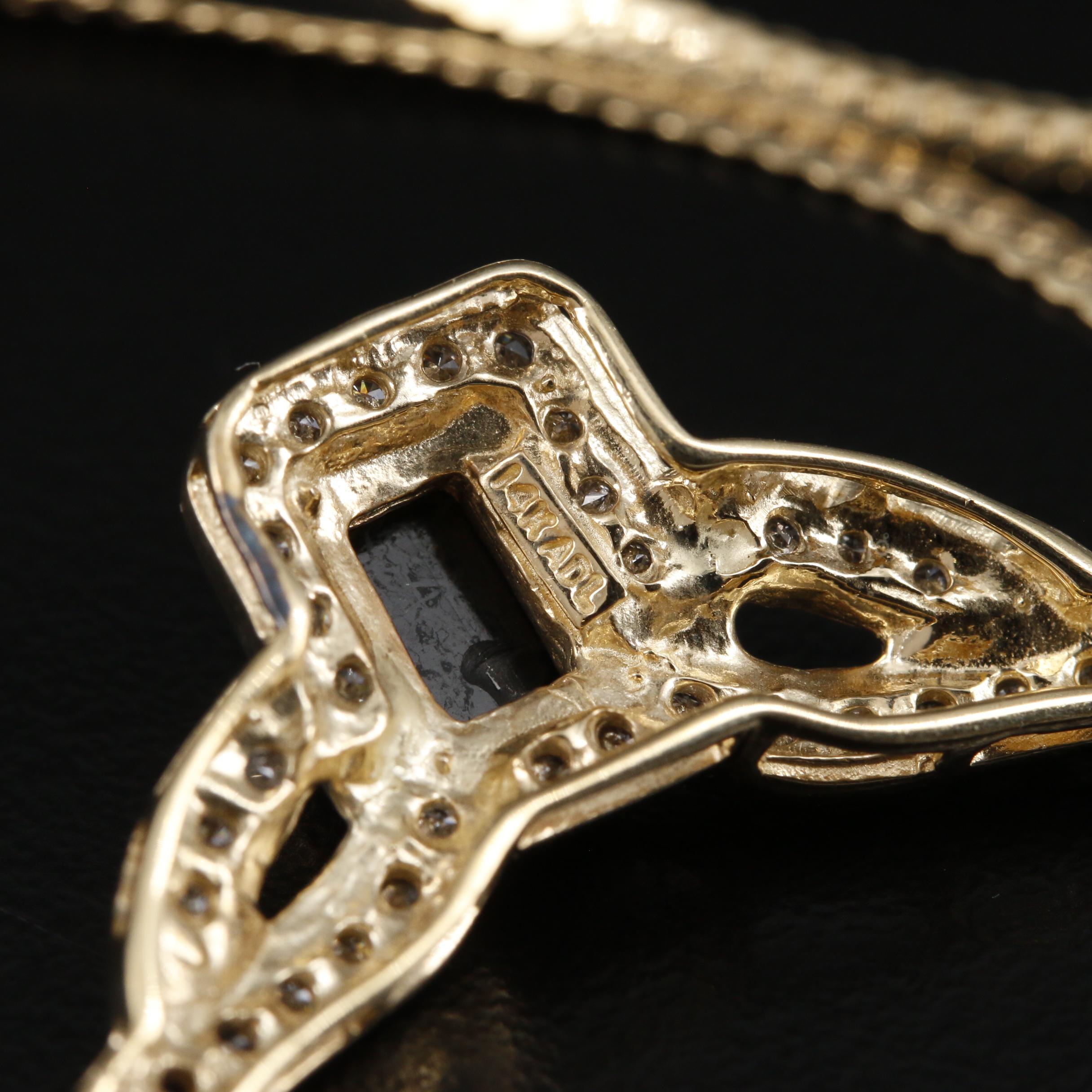 14K Black Onyx and Diamond Pendant Necklace