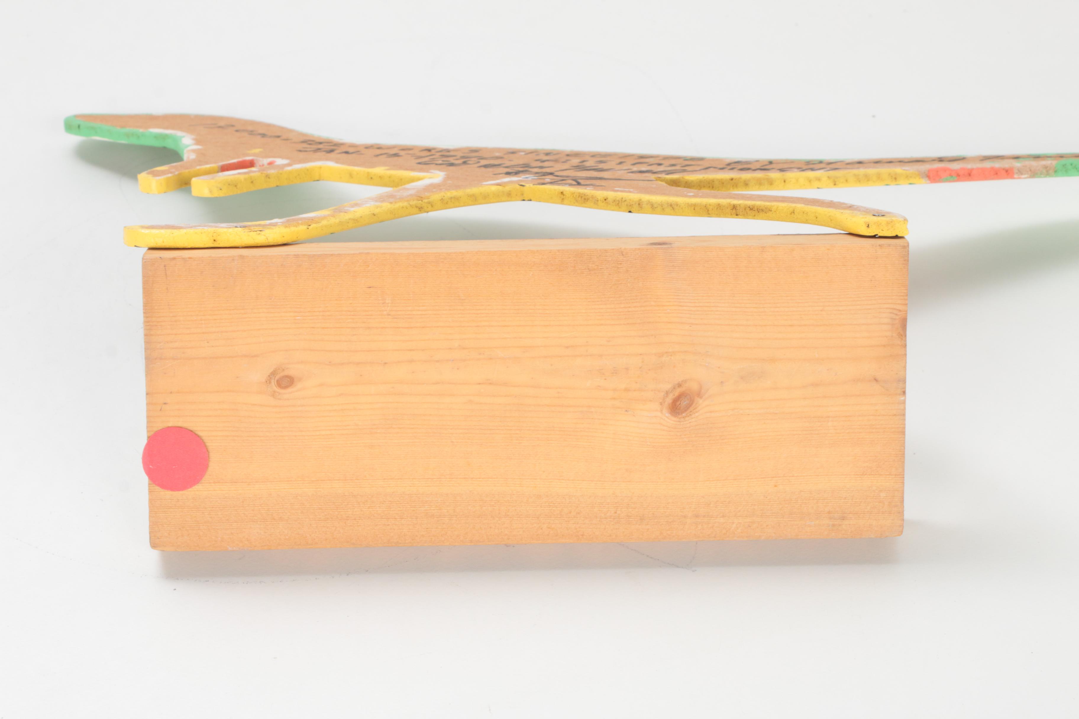 Howard Finster Folk Art Wood Cut-Out Sculpture of Dinosaur