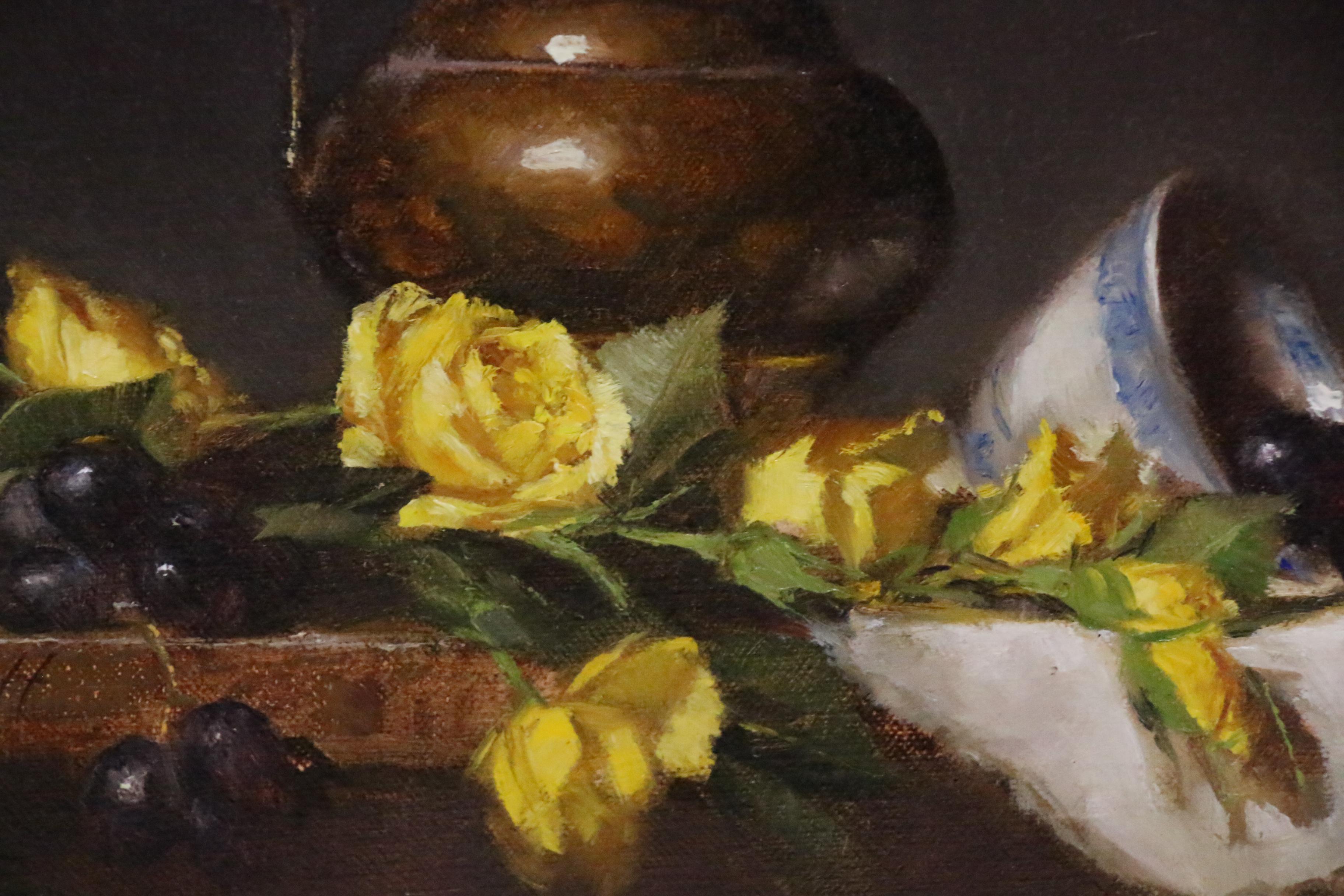 Elizabeth Robbins Oil Painting "Turkish Pitcher with Yellow Roses", 2006