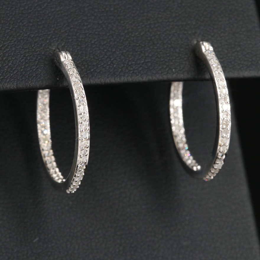 14K Gold Diamond Inside-Out Hoop Earrings