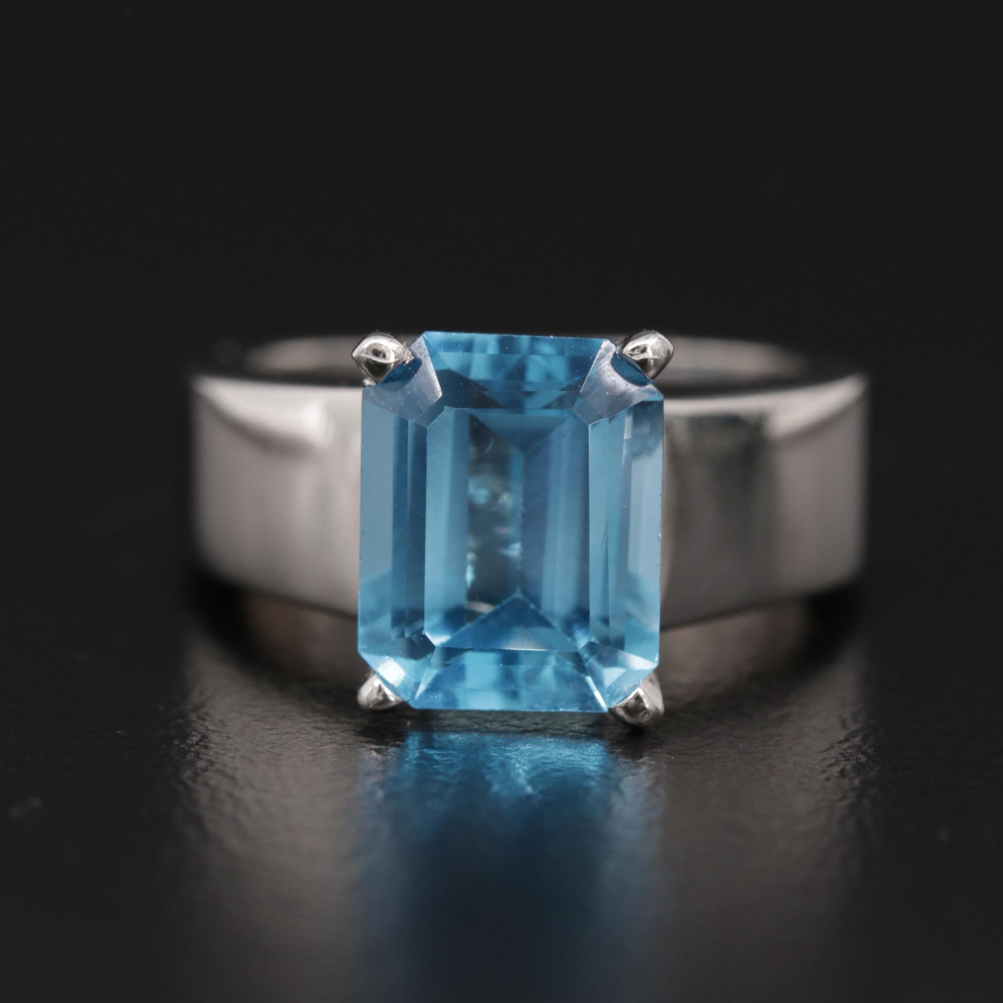 Linda Joslin Contemporary 18K White Gold 3.66 CT Blue Topaz Ring