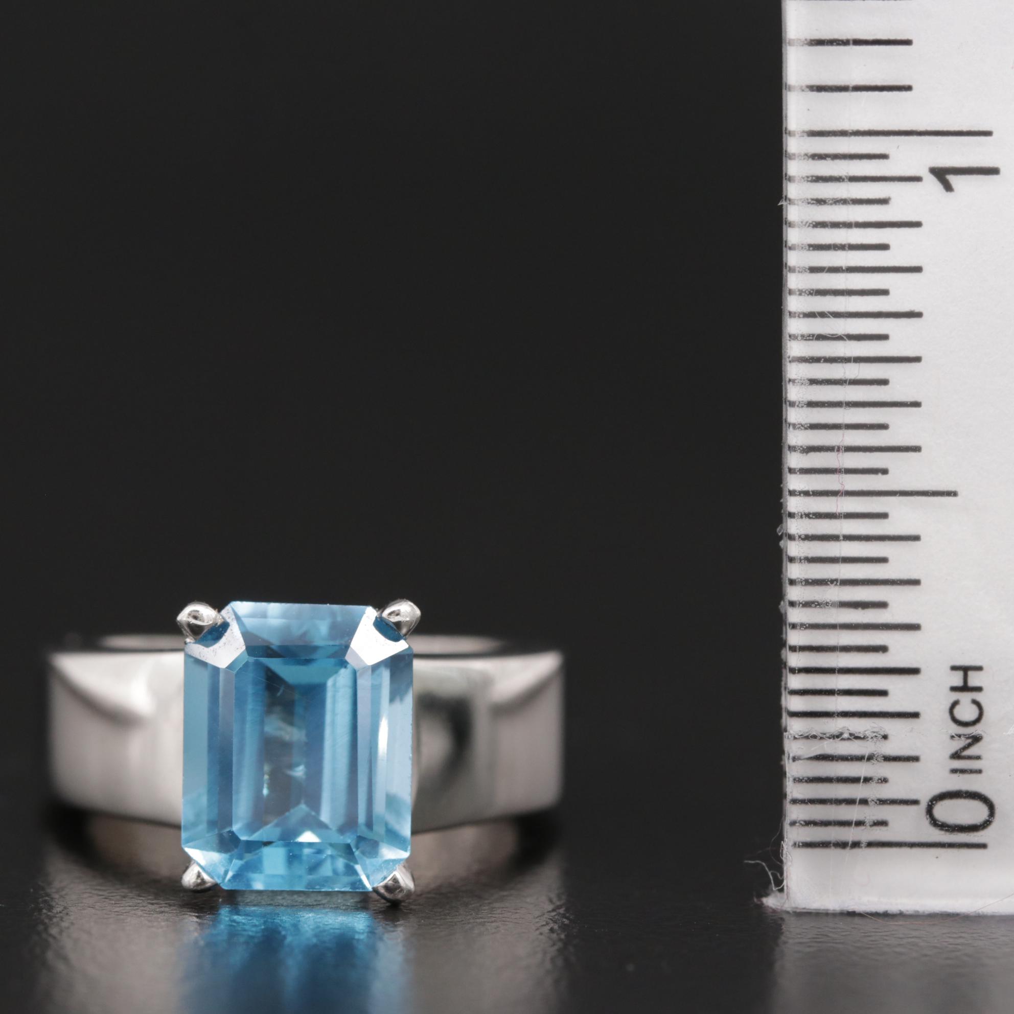 Linda Joslin Contemporary 18K White Gold 3.66 CT Blue Topaz Ring