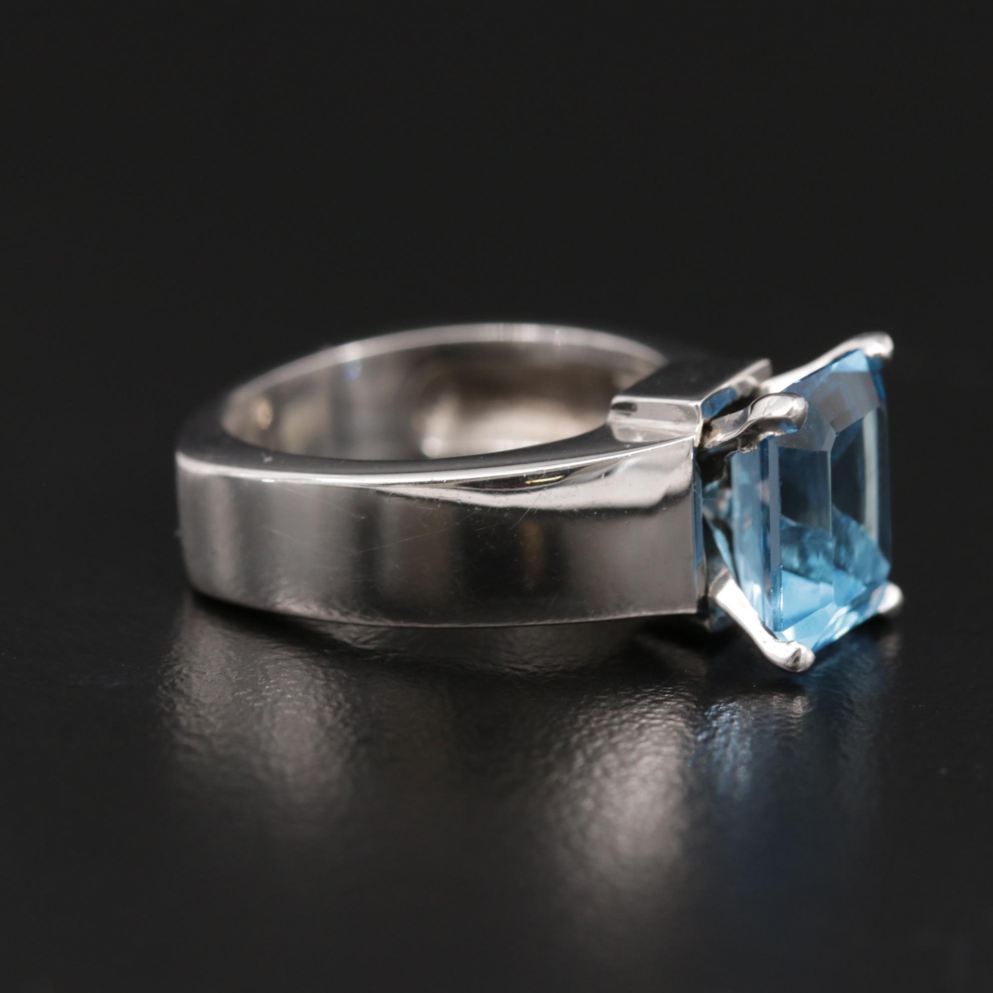 Linda Joslin Contemporary 18K White Gold 3.66 CT Blue Topaz Ring
