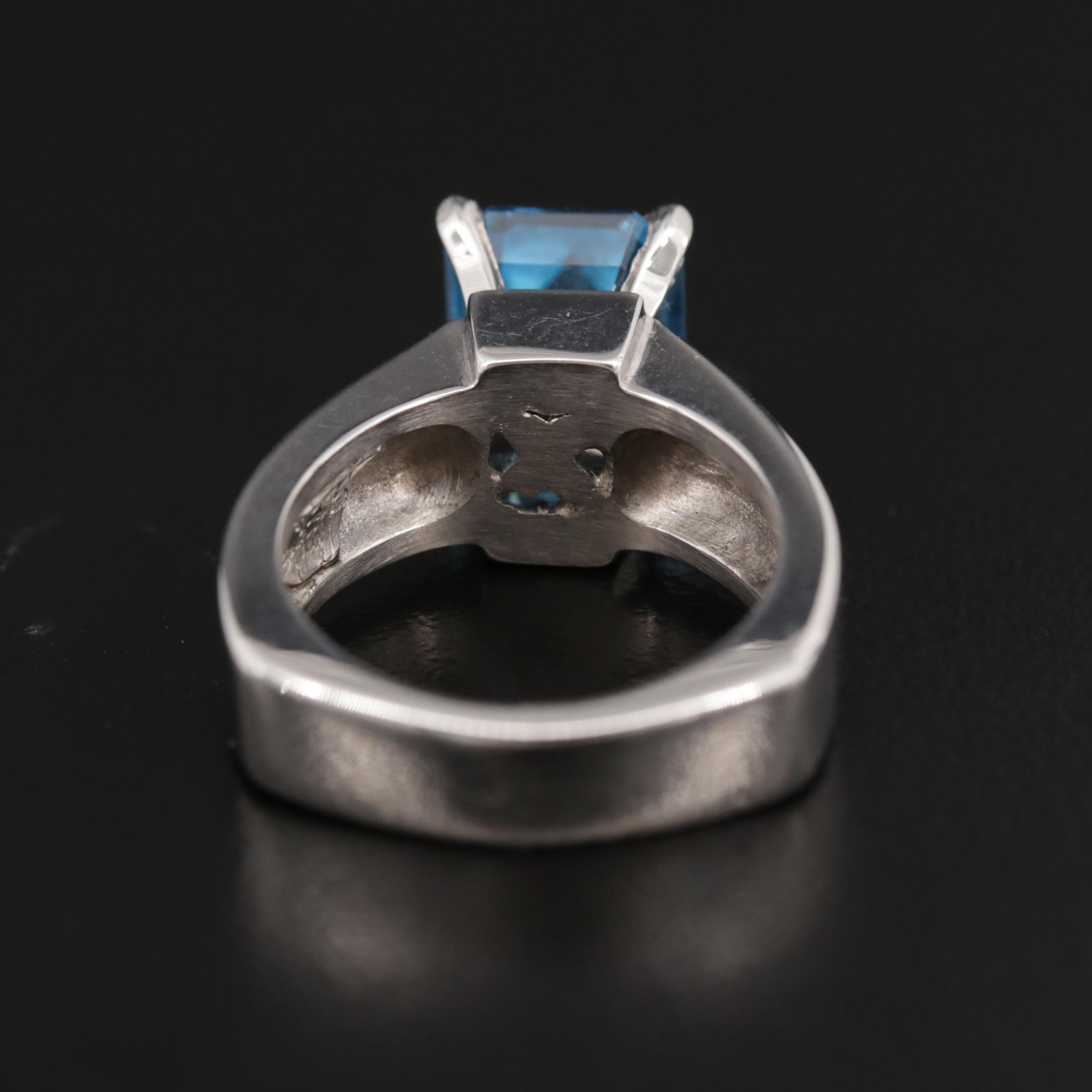 Linda Joslin Contemporary 18K White Gold 3.66 CT Blue Topaz Ring