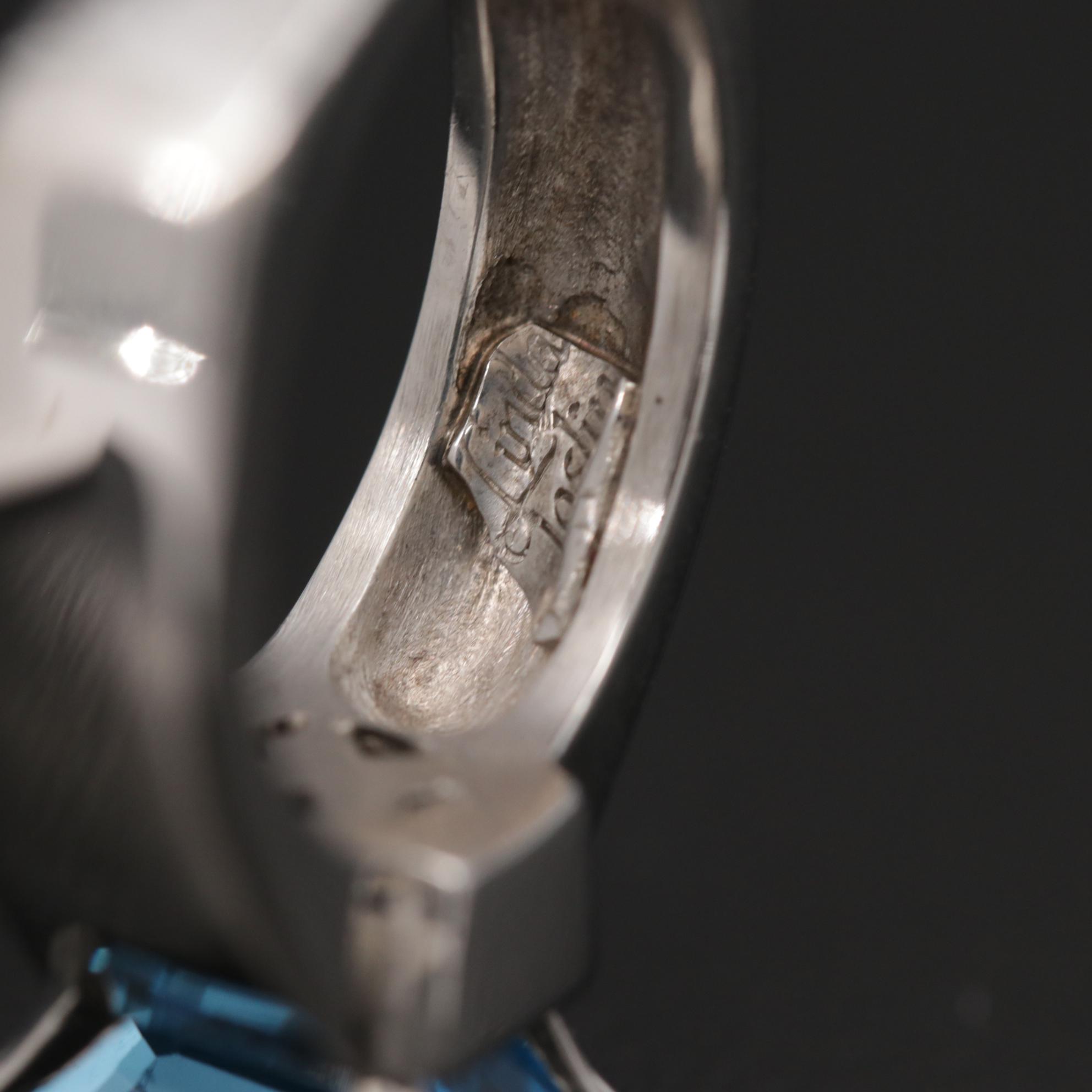 Linda Joslin Contemporary 18K White Gold 3.66 CT Blue Topaz Ring
