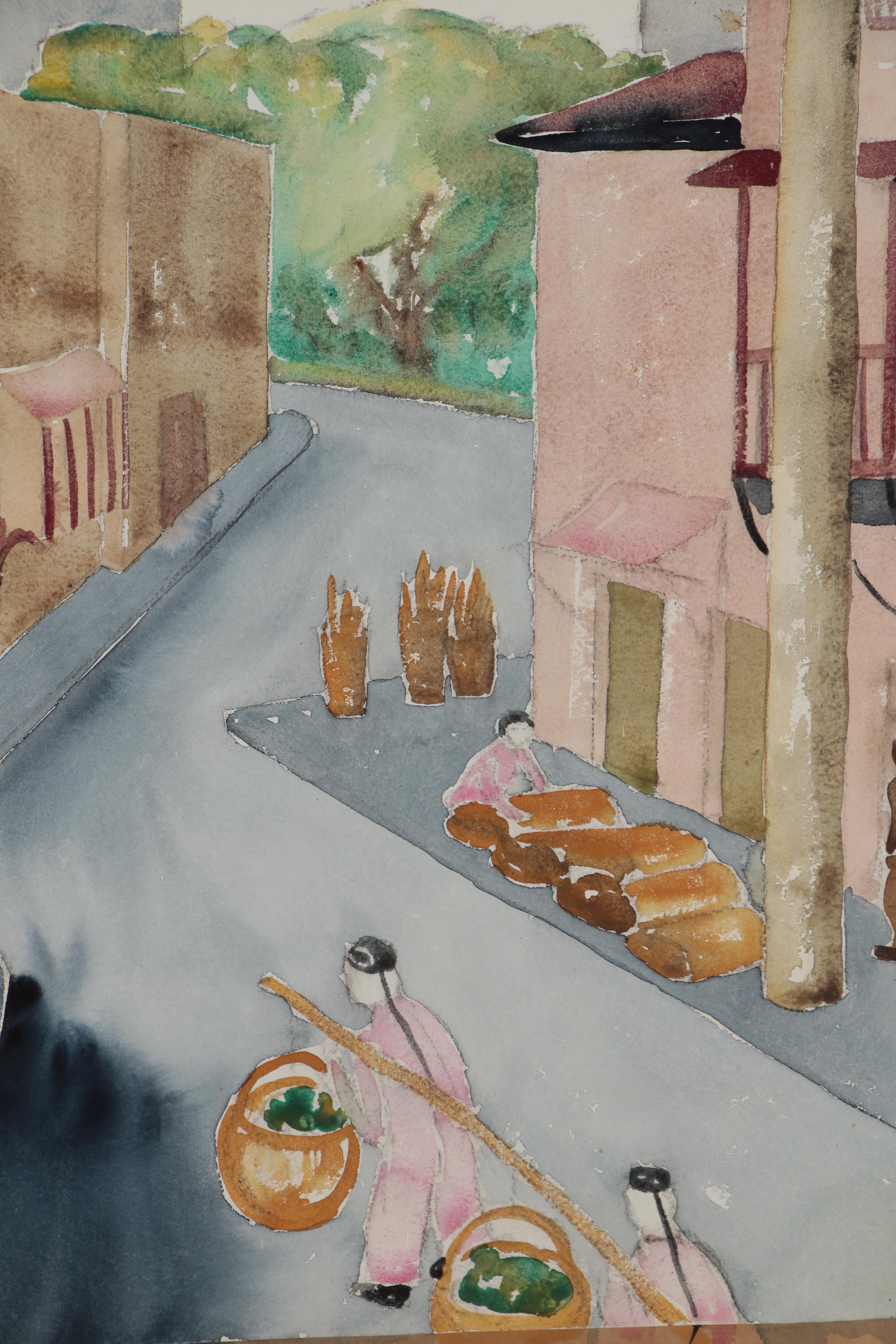 Ruth Ann Younglove Street Scene Watercolor Painting