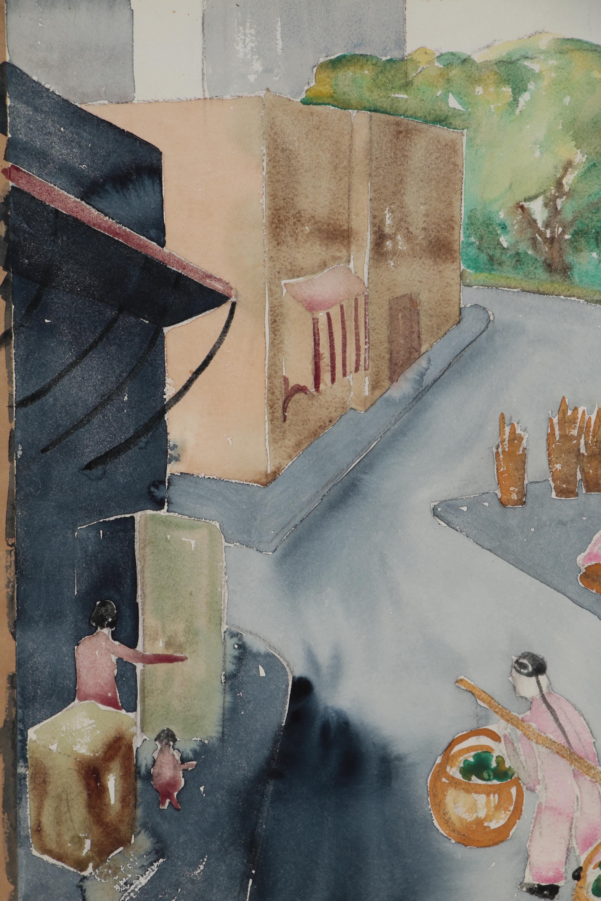 Ruth Ann Younglove Street Scene Watercolor Painting