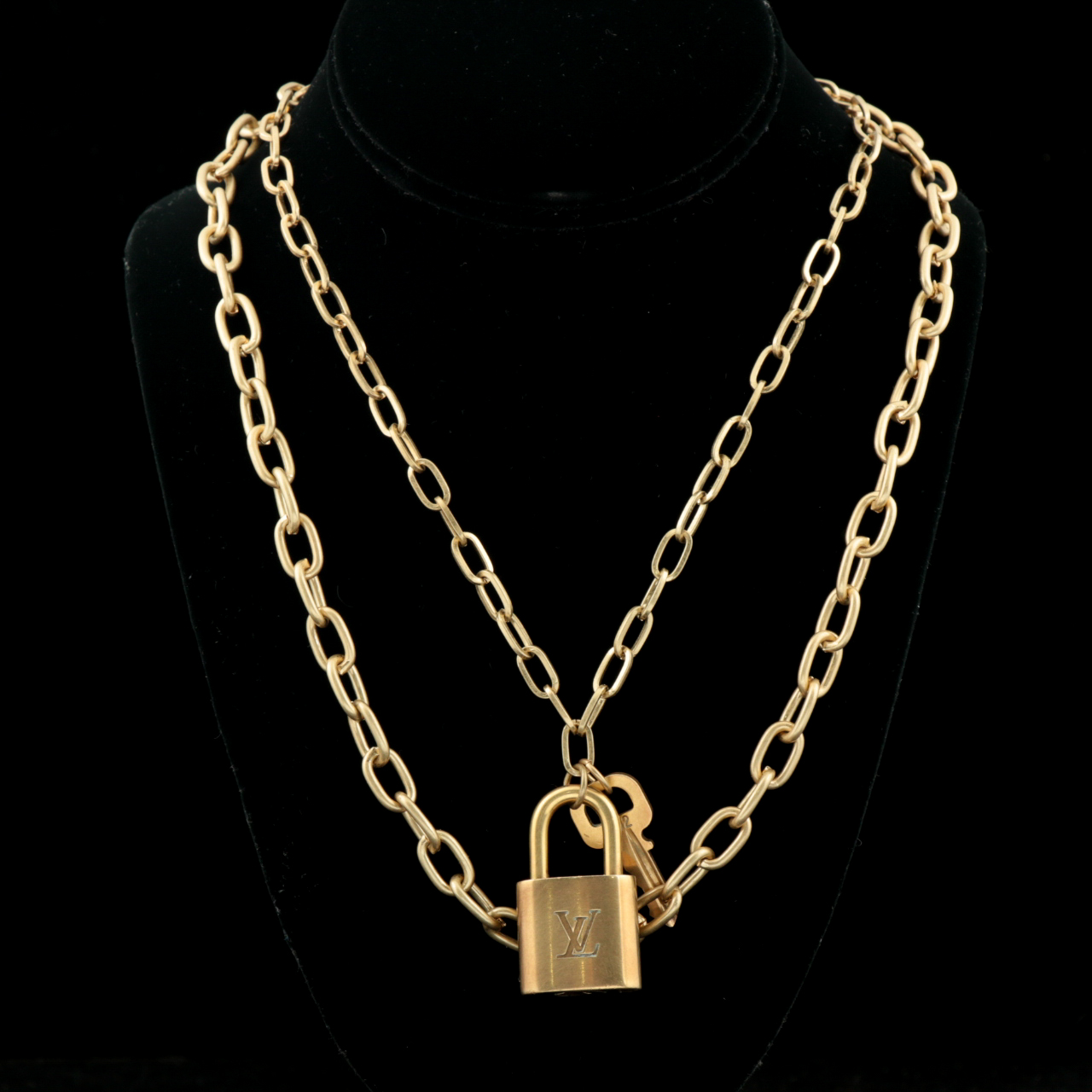 Louis Vuitton Padlock and Key on Multistrand Cable Link Necklace
