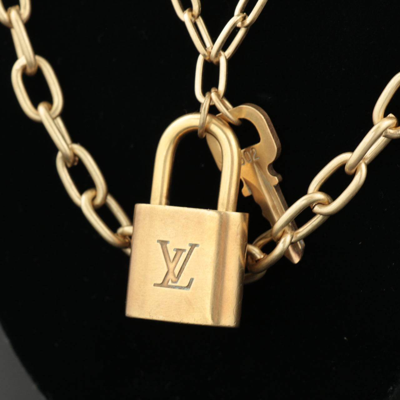 Louis Vuitton Padlock and Key on Multistrand Cable Link Necklace