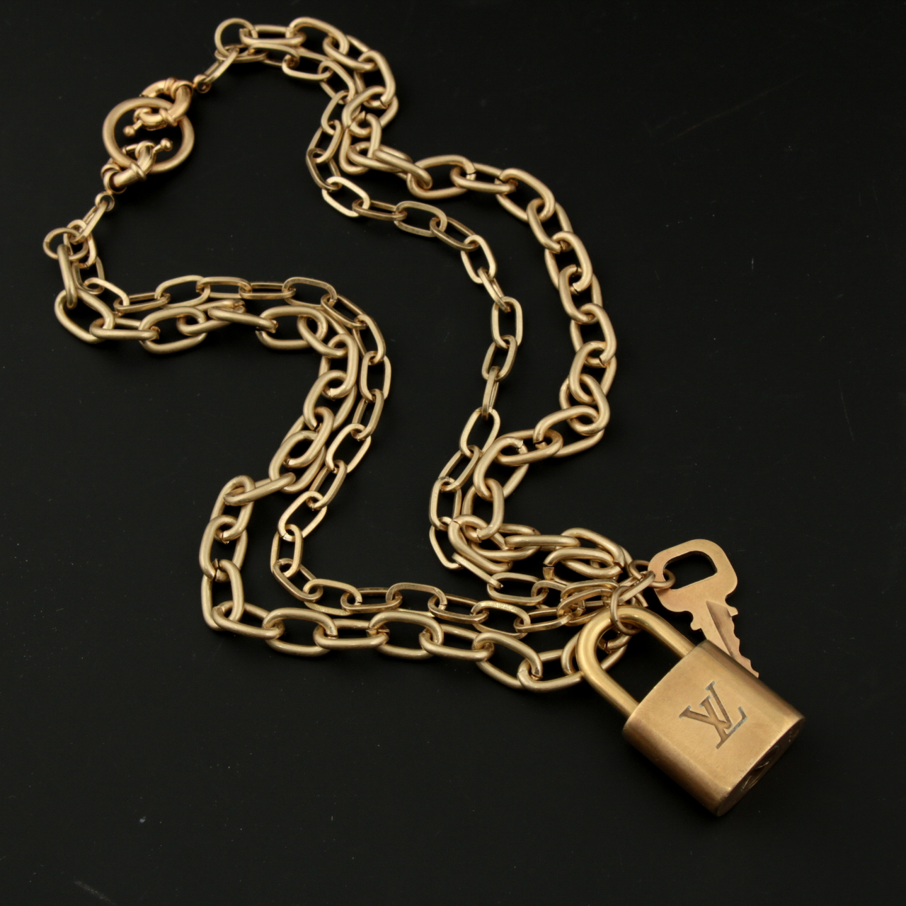 Louis Vuitton Padlock and Key on Multistrand Cable Link Necklace