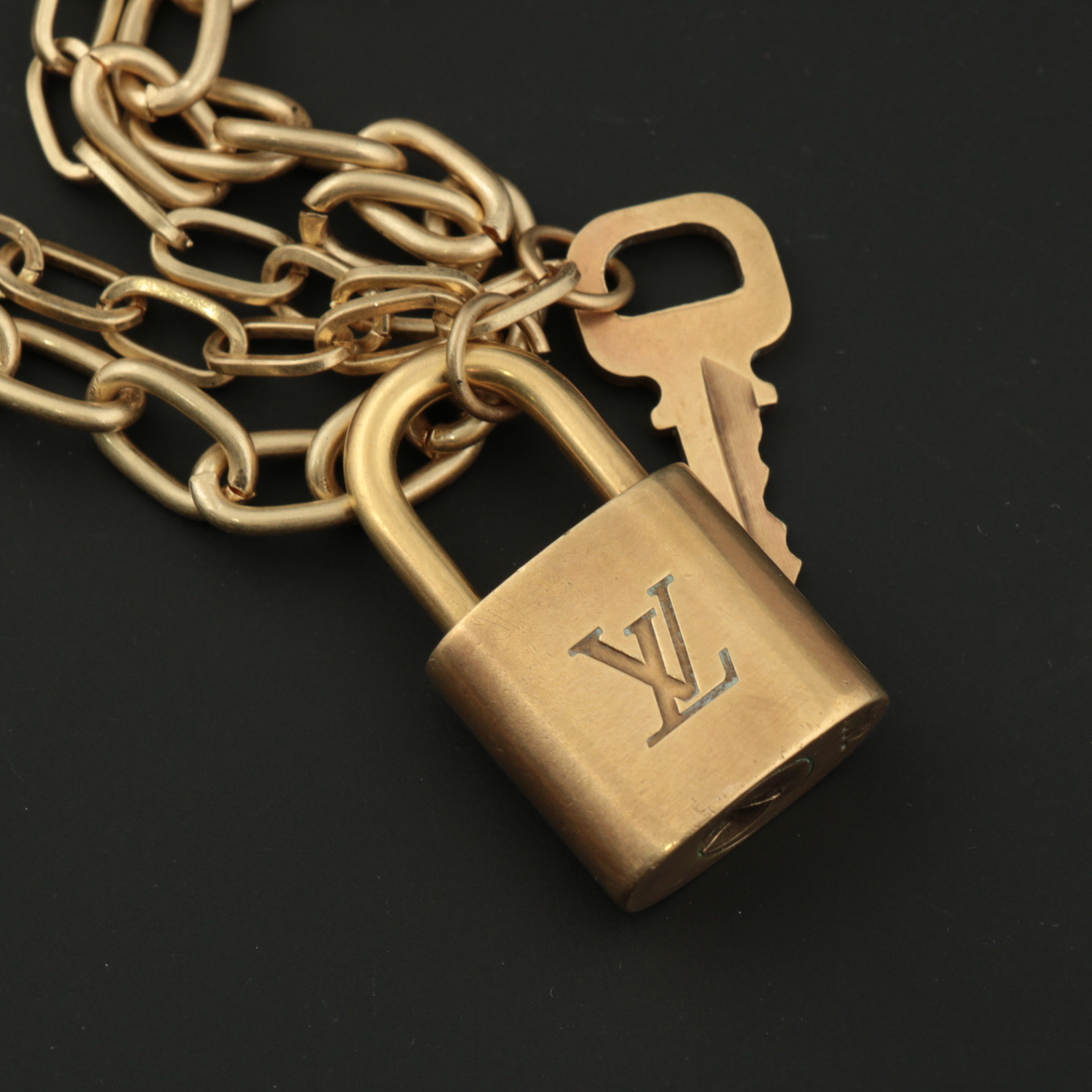 Louis Vuitton Padlock and Key on Multistrand Cable Link Necklace
