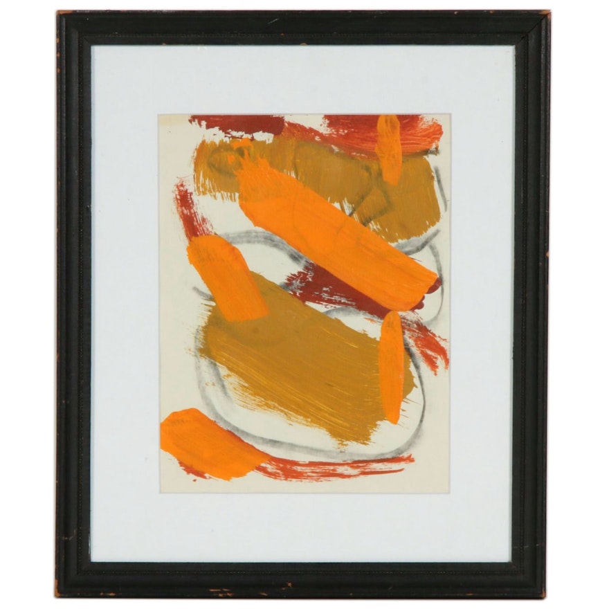 Paul Chidlaw Abstract Acrylic and Charcoal Composition, Mid to Late 20th Century