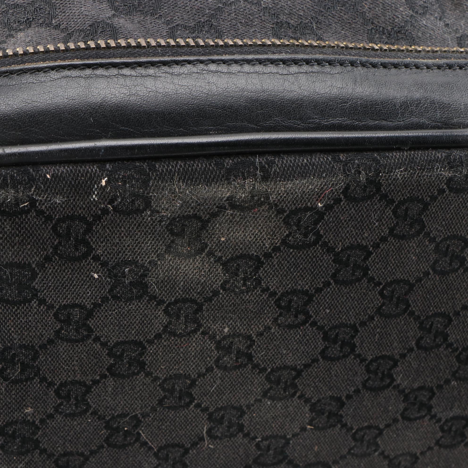 Gucci Webstripe Expandable Travel Duffel in Black GG Canvas and Leather, Vintage