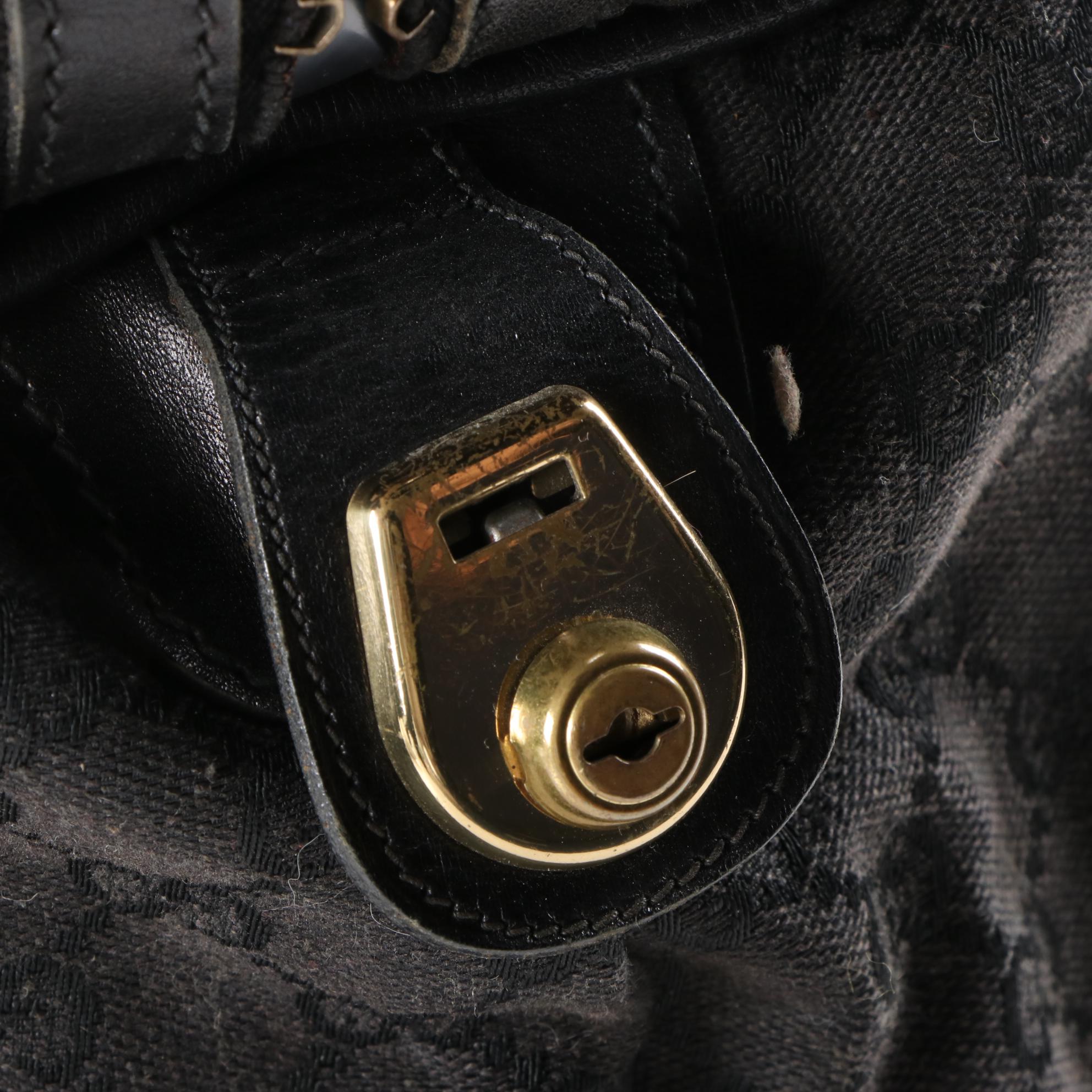 Gucci Webstripe Expandable Travel Duffel in Black GG Canvas and Leather, Vintage