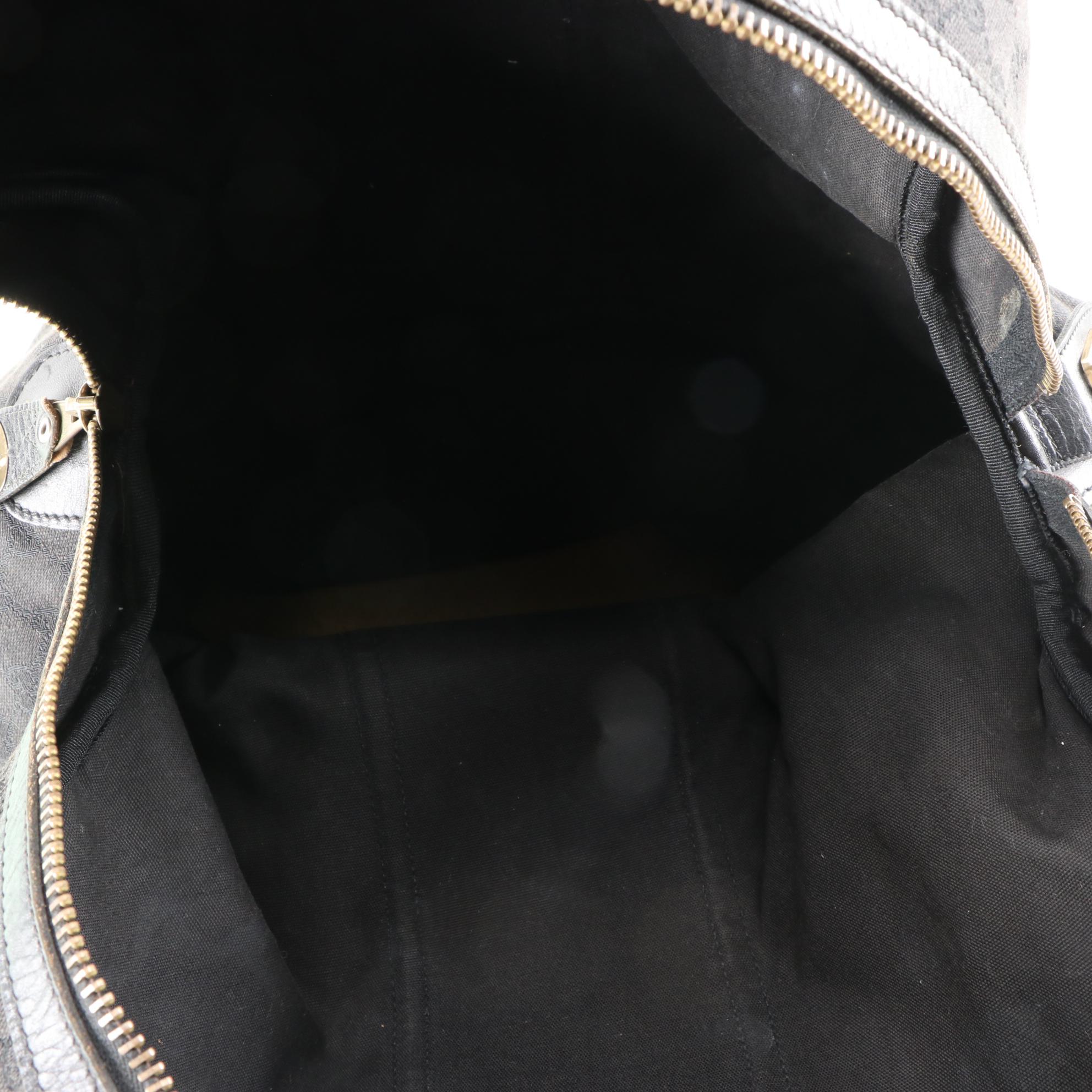 Gucci Webstripe Expandable Travel Duffel in Black GG Canvas and Leather, Vintage