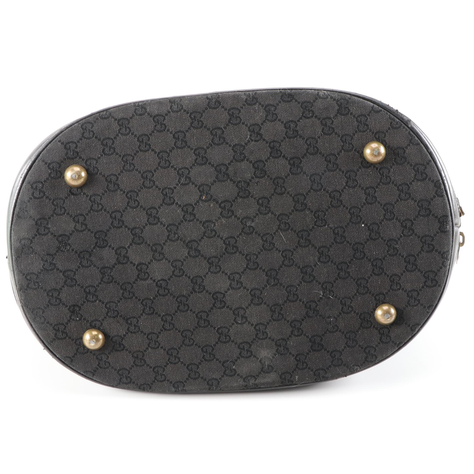 Gucci Webstripe Expandable Travel Duffel in Black GG Canvas and Leather, Vintage