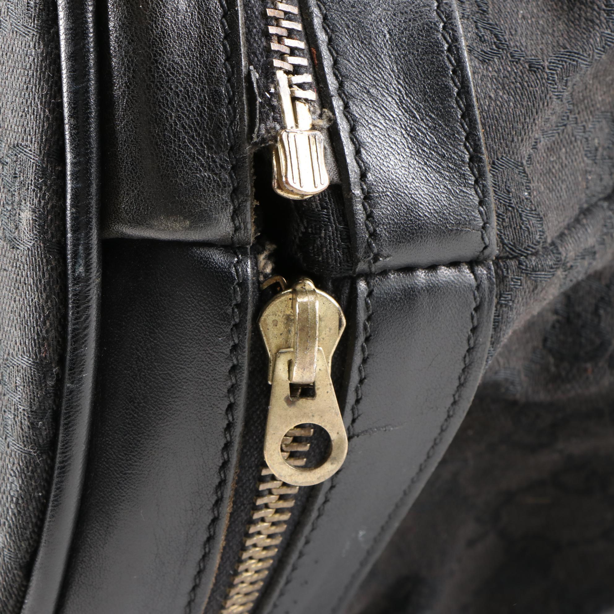 Gucci Webstripe Expandable Travel Duffel in Black GG Canvas and Leather, Vintage