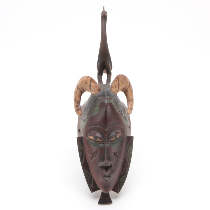 Guro Polychrome Carved Wood Mask, Ivory Coast, 20th Century