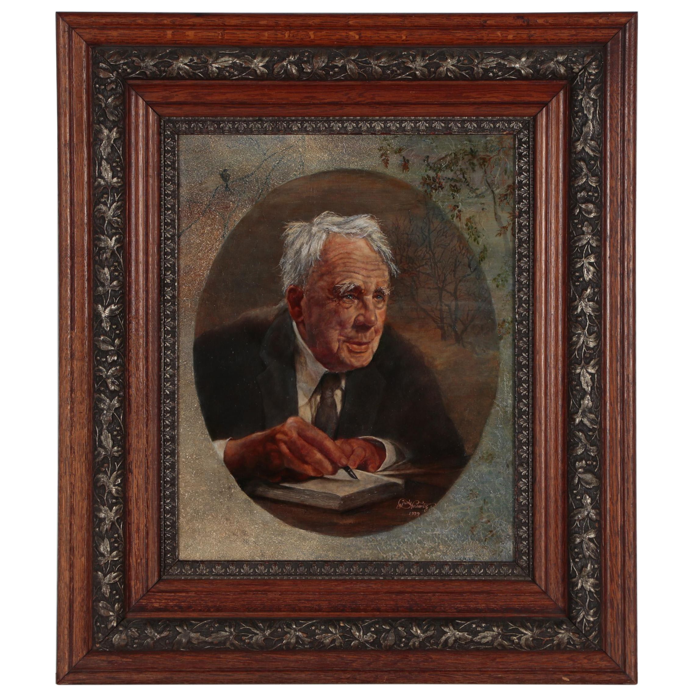 Judy Horowitz Oil Painting Portrait of Robert Frost, 1999