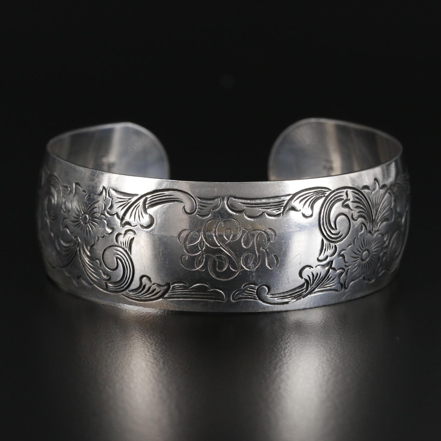 S. Kirk & Son Sterling Silver Etched Cuff Bracelet