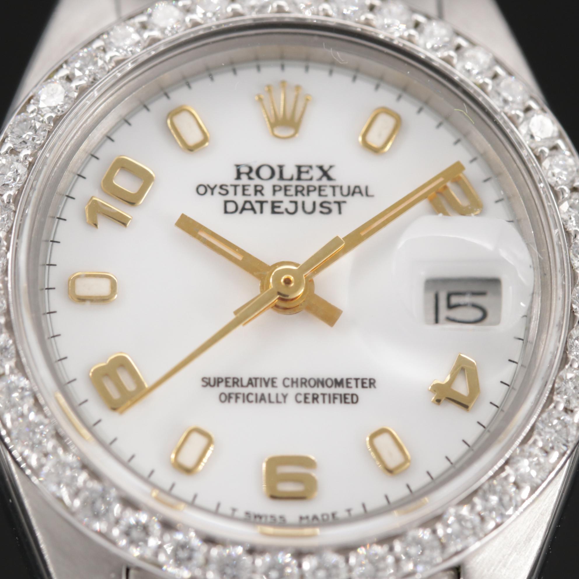 Rolex Datejust Stainless Steel and 14K Gold Watch with Diamond Bezel, 1978