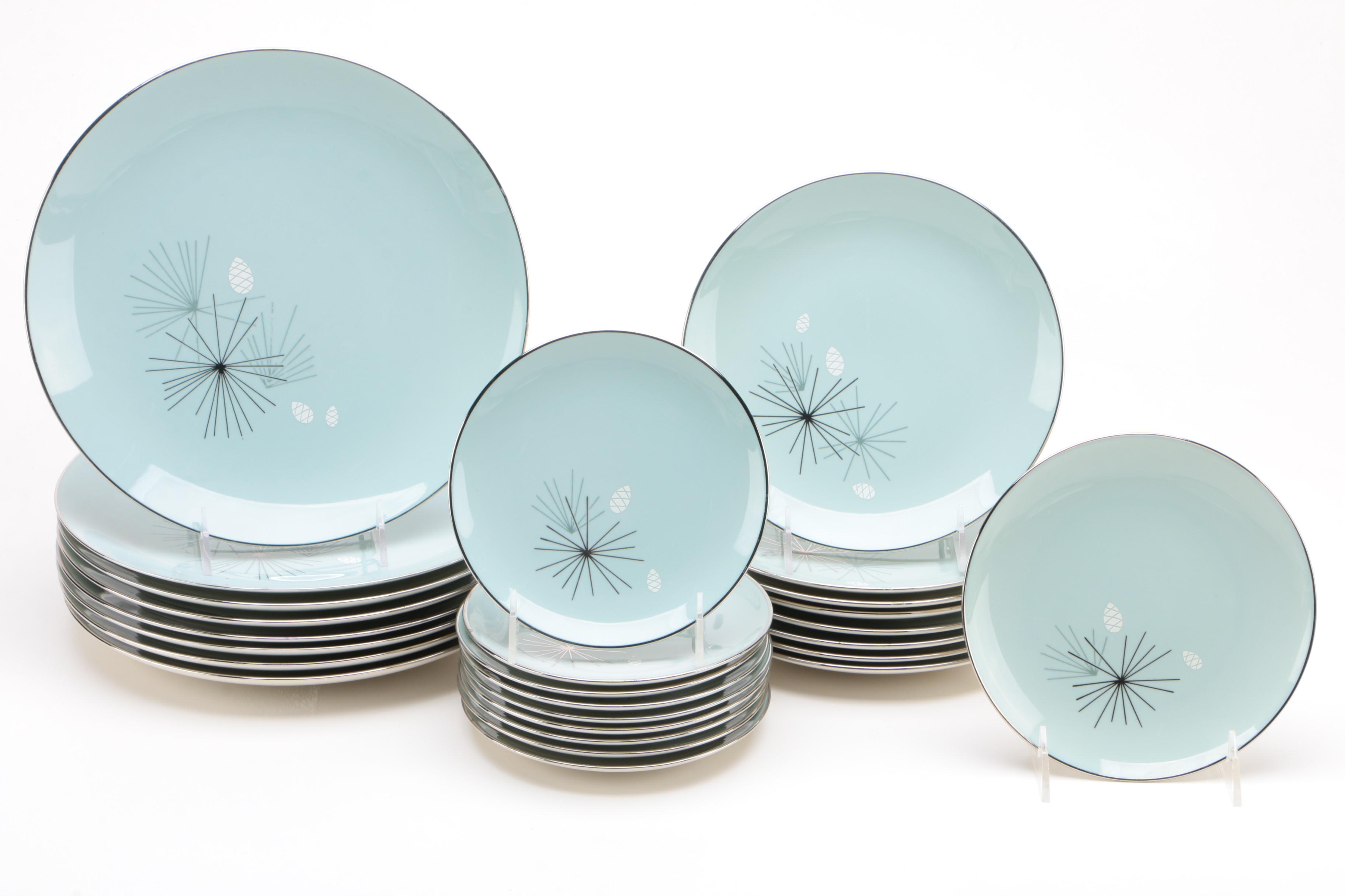 Franciscan "Silver Pine" Bone China Dinnerware, Mid Century