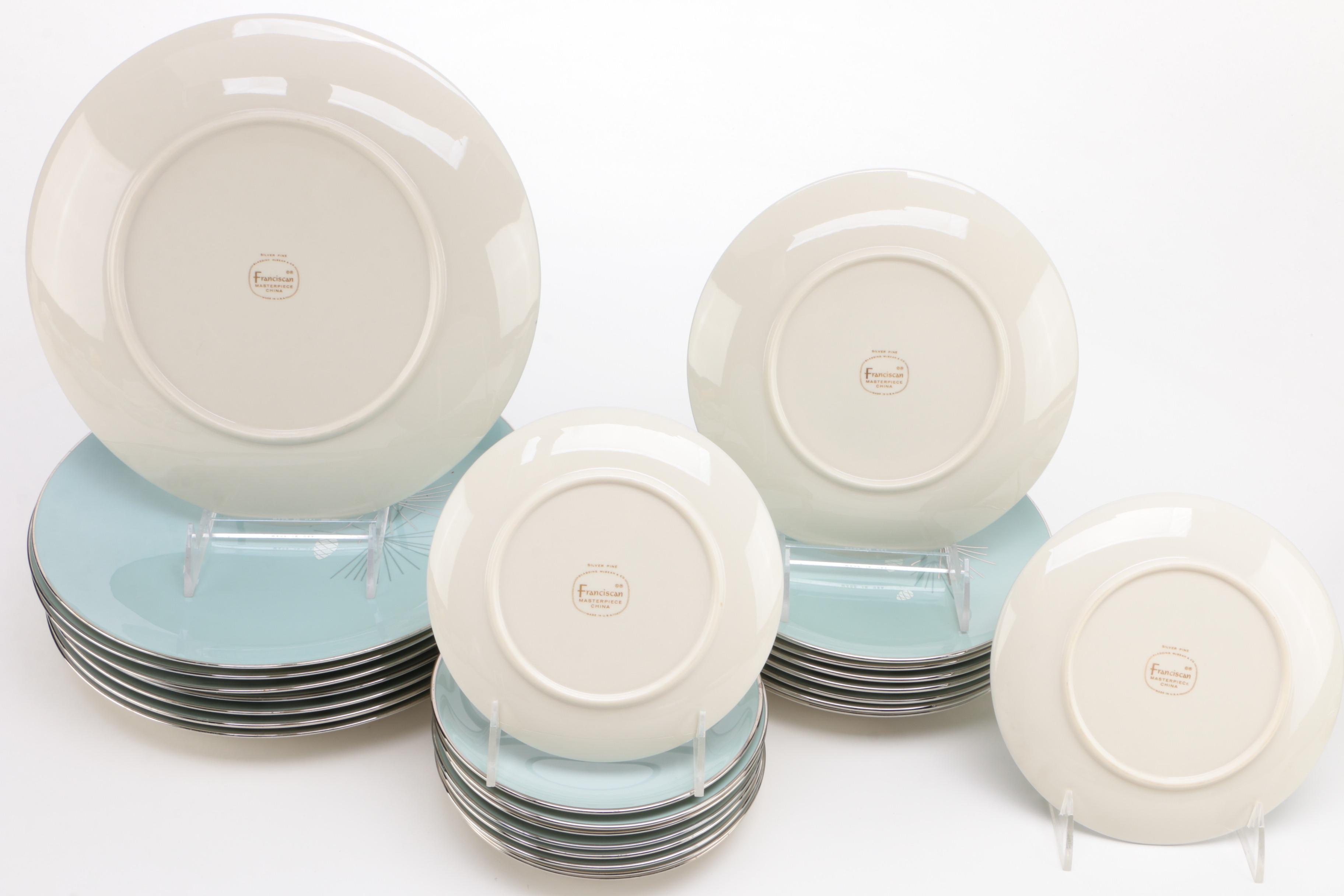 Franciscan "Silver Pine" Bone China Dinnerware, Mid Century