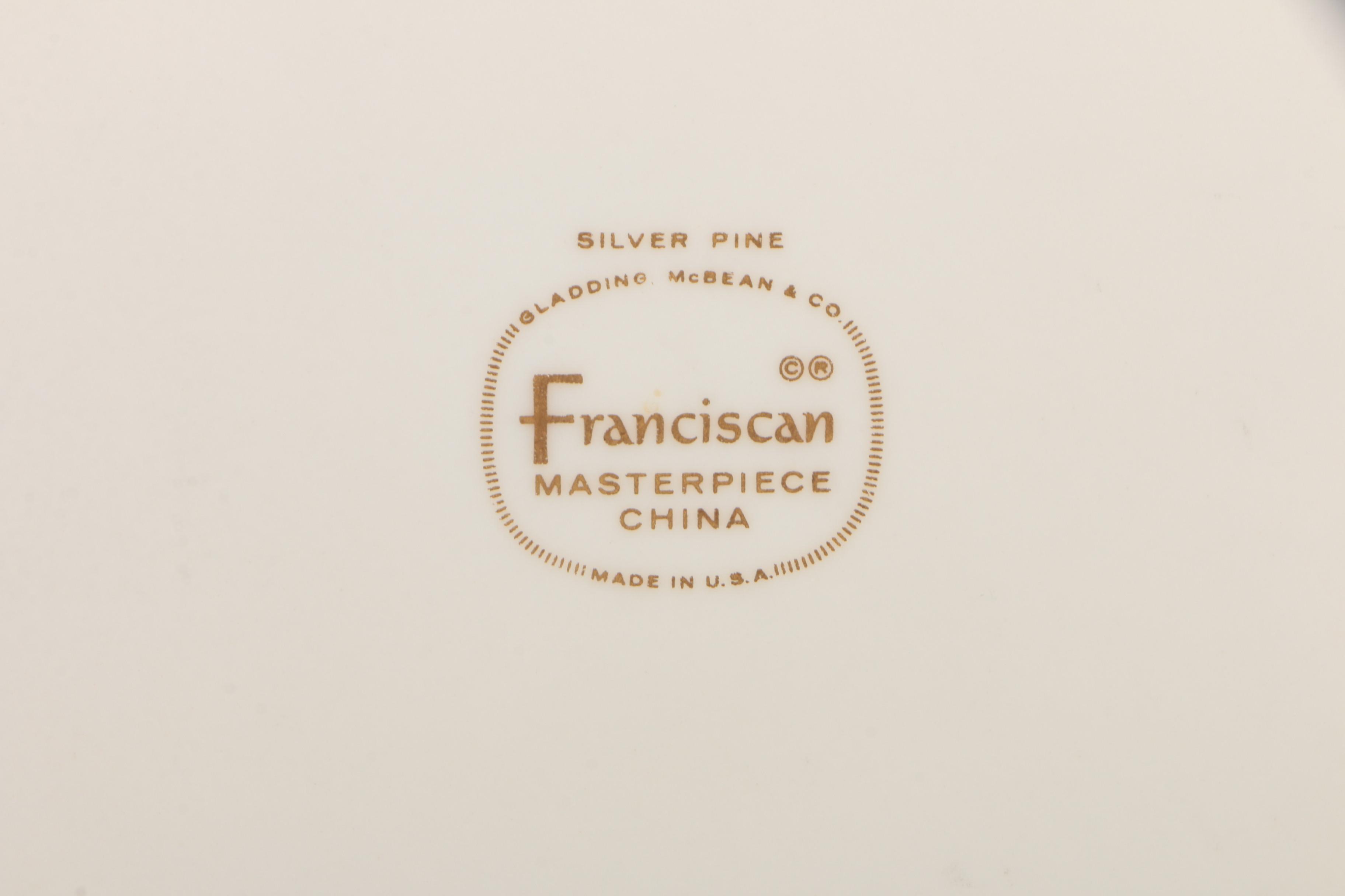 Franciscan "Silver Pine" Bone China Dinnerware, Mid Century