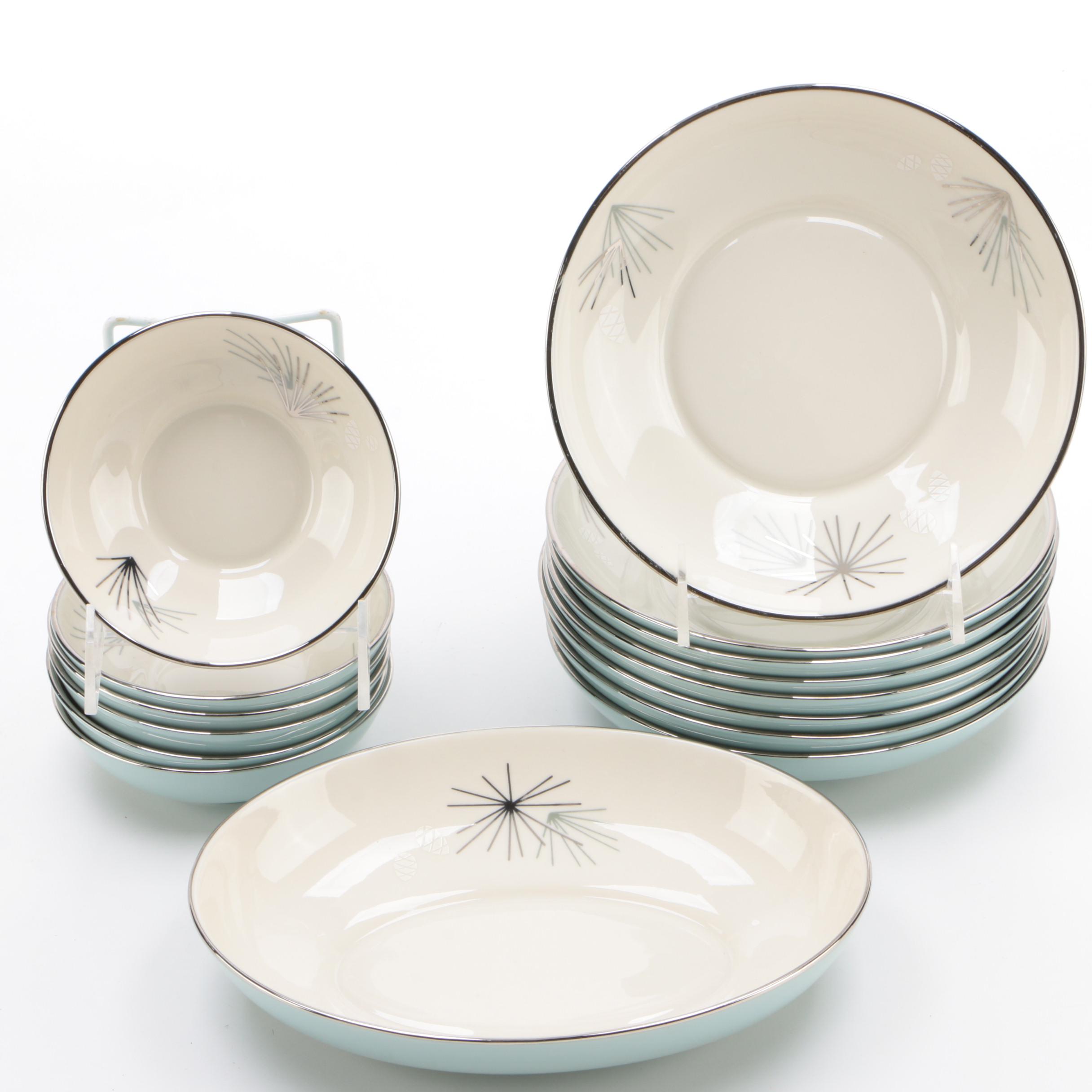 Franciscan "Silver Pine" Bone China Dinnerware, Mid Century