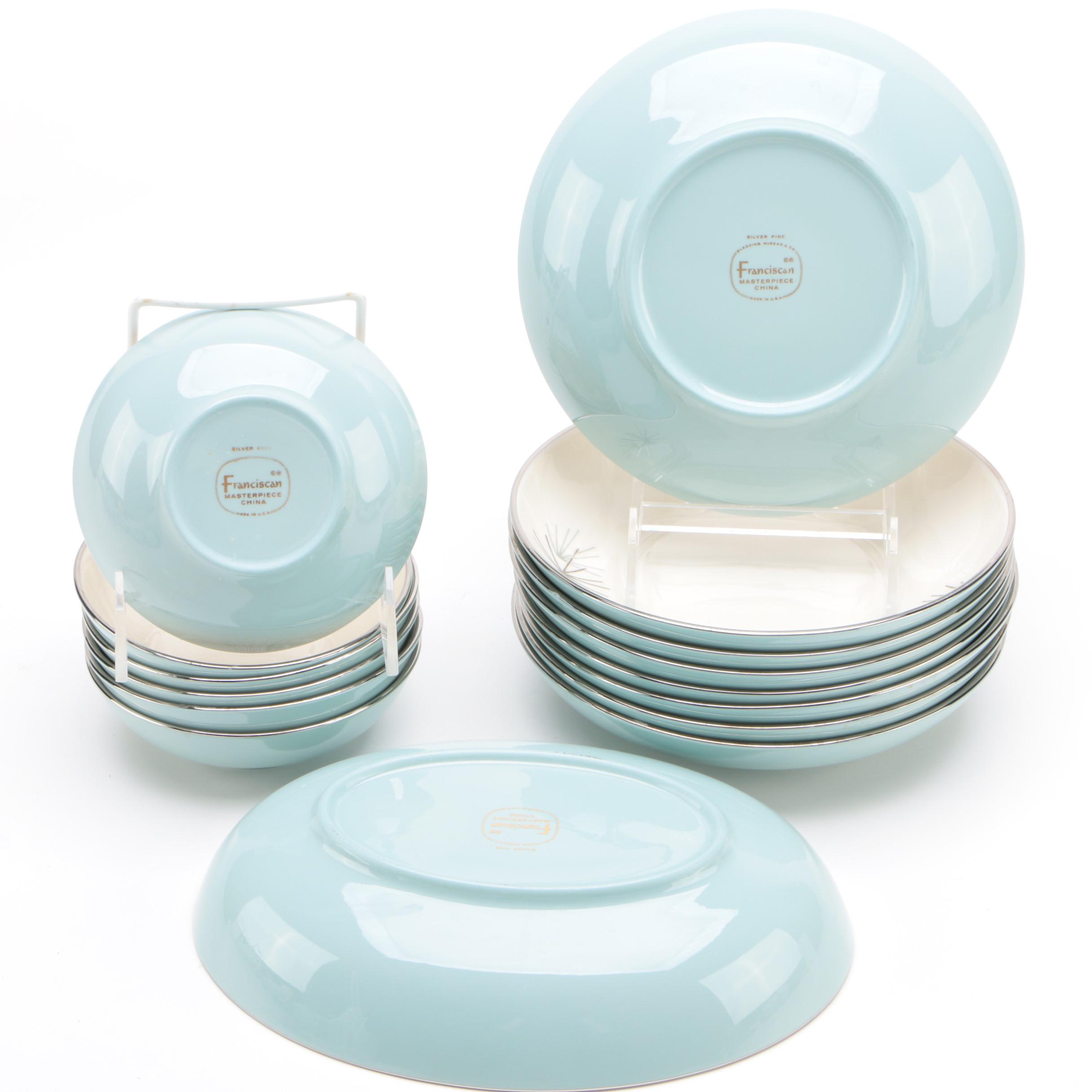 Franciscan "Silver Pine" Bone China Dinnerware, Mid Century