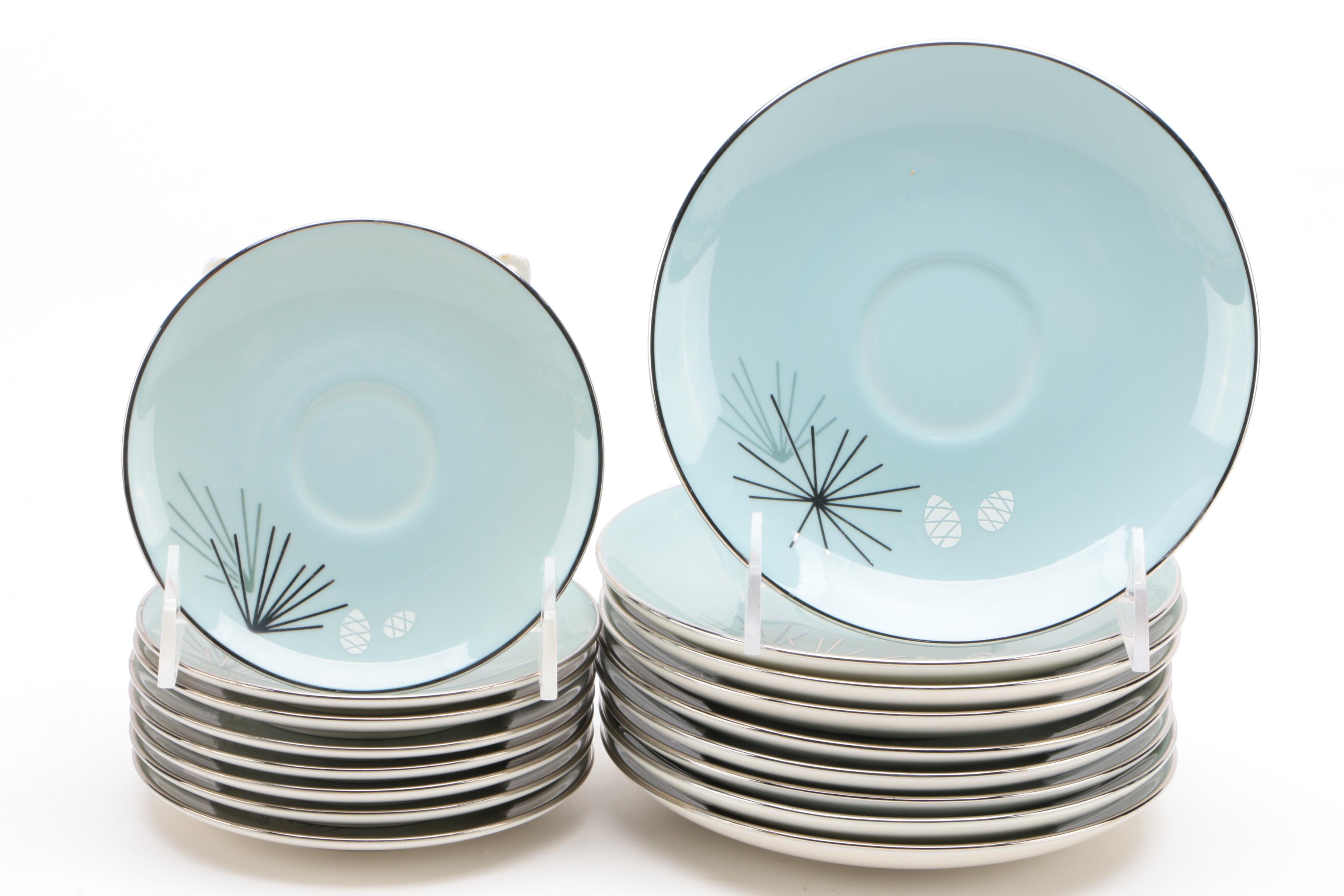 Franciscan "Silver Pine" Bone China Dinnerware, Mid Century