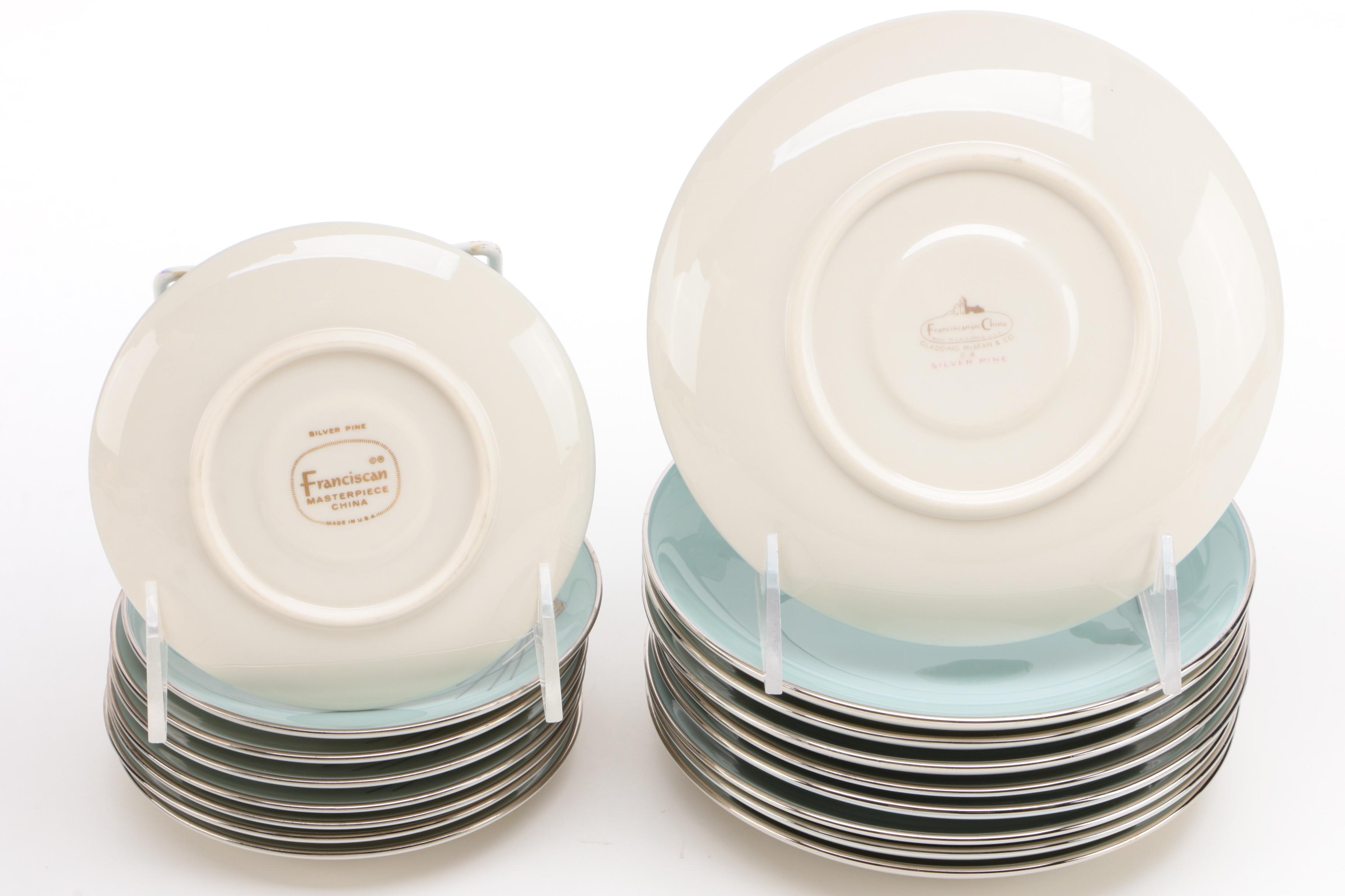 Franciscan "Silver Pine" Bone China Dinnerware, Mid Century