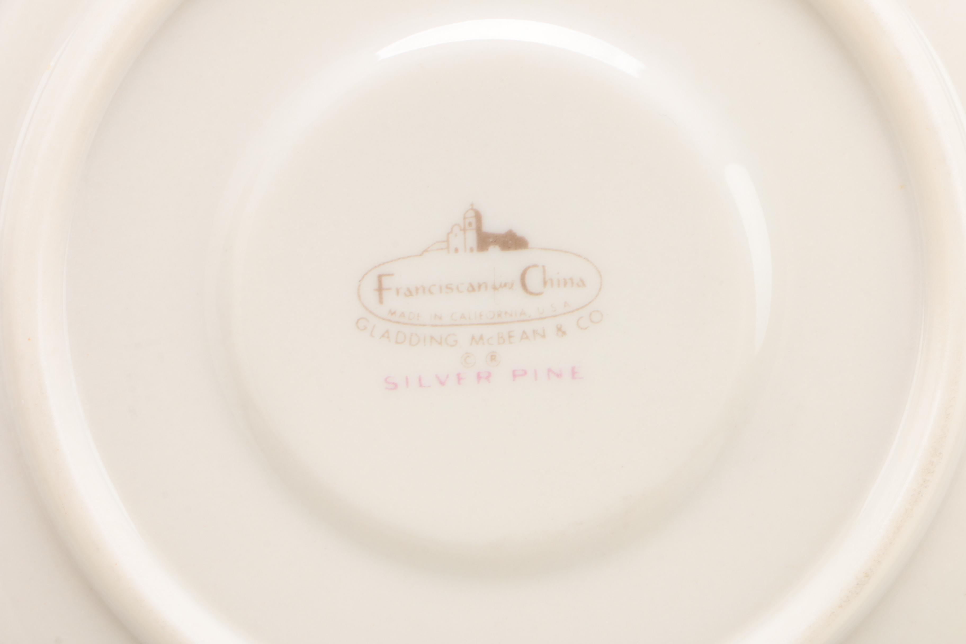 Franciscan "Silver Pine" Bone China Dinnerware, Mid Century