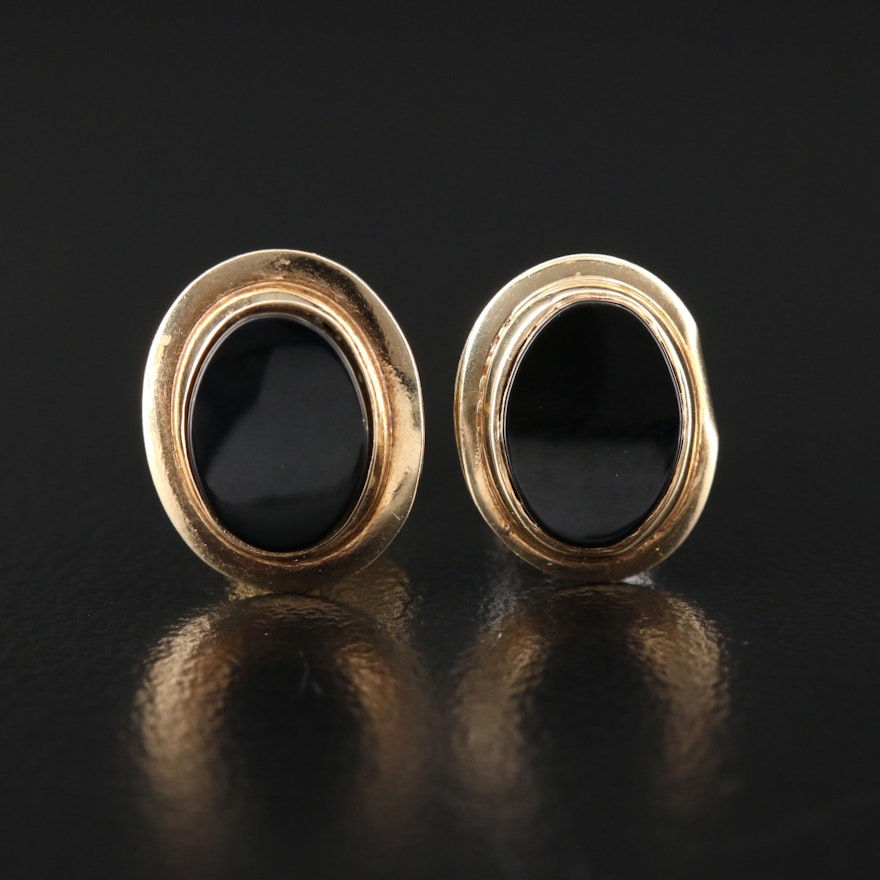 14K Gold Black Onyx Stud Earrings