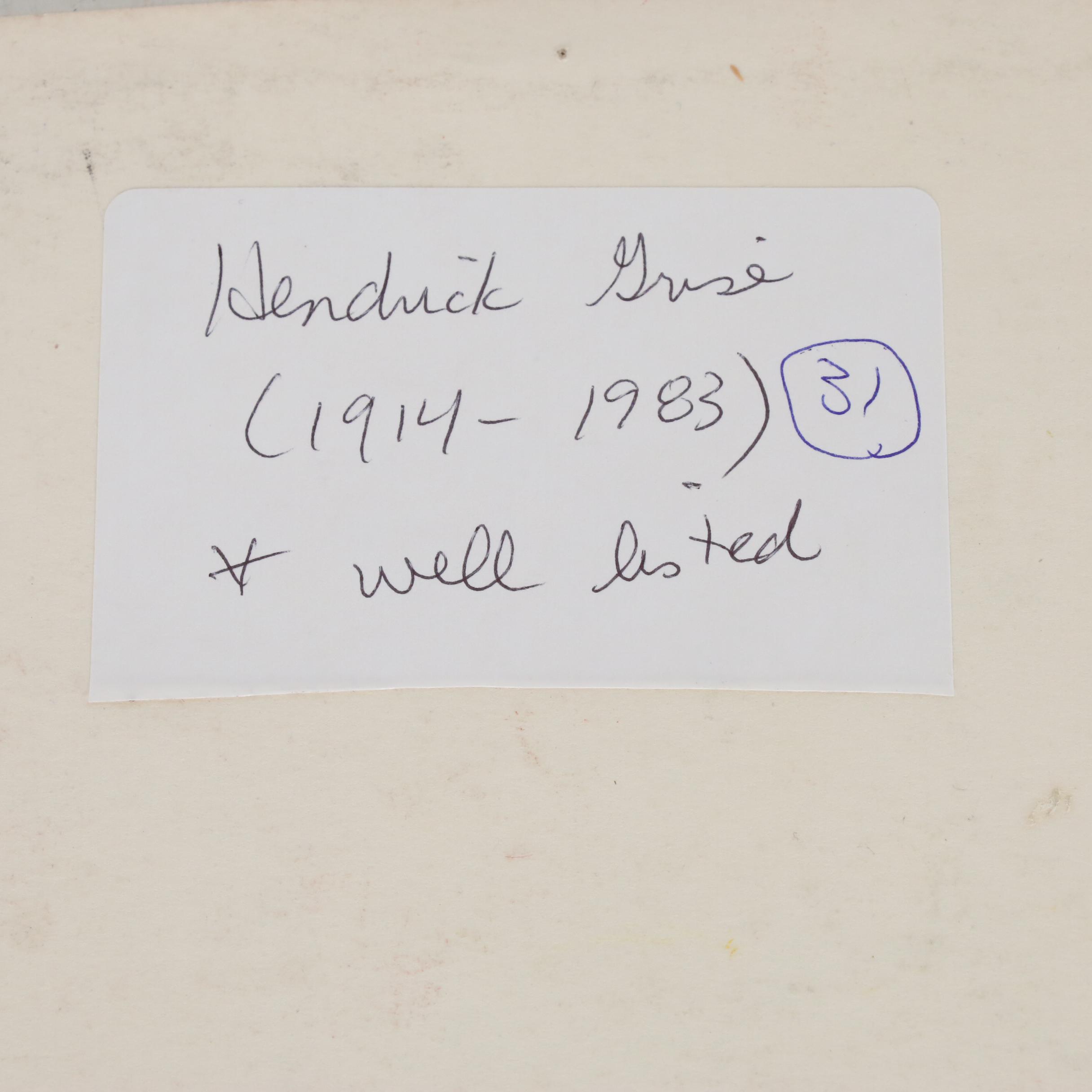 Hendrik Grise Pen and Ink Figure Drawing