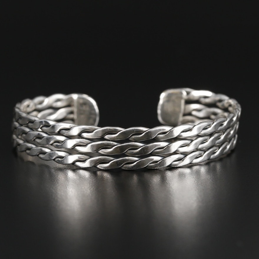 Mexican Sterling Silver Twisted Cuff Bracelet