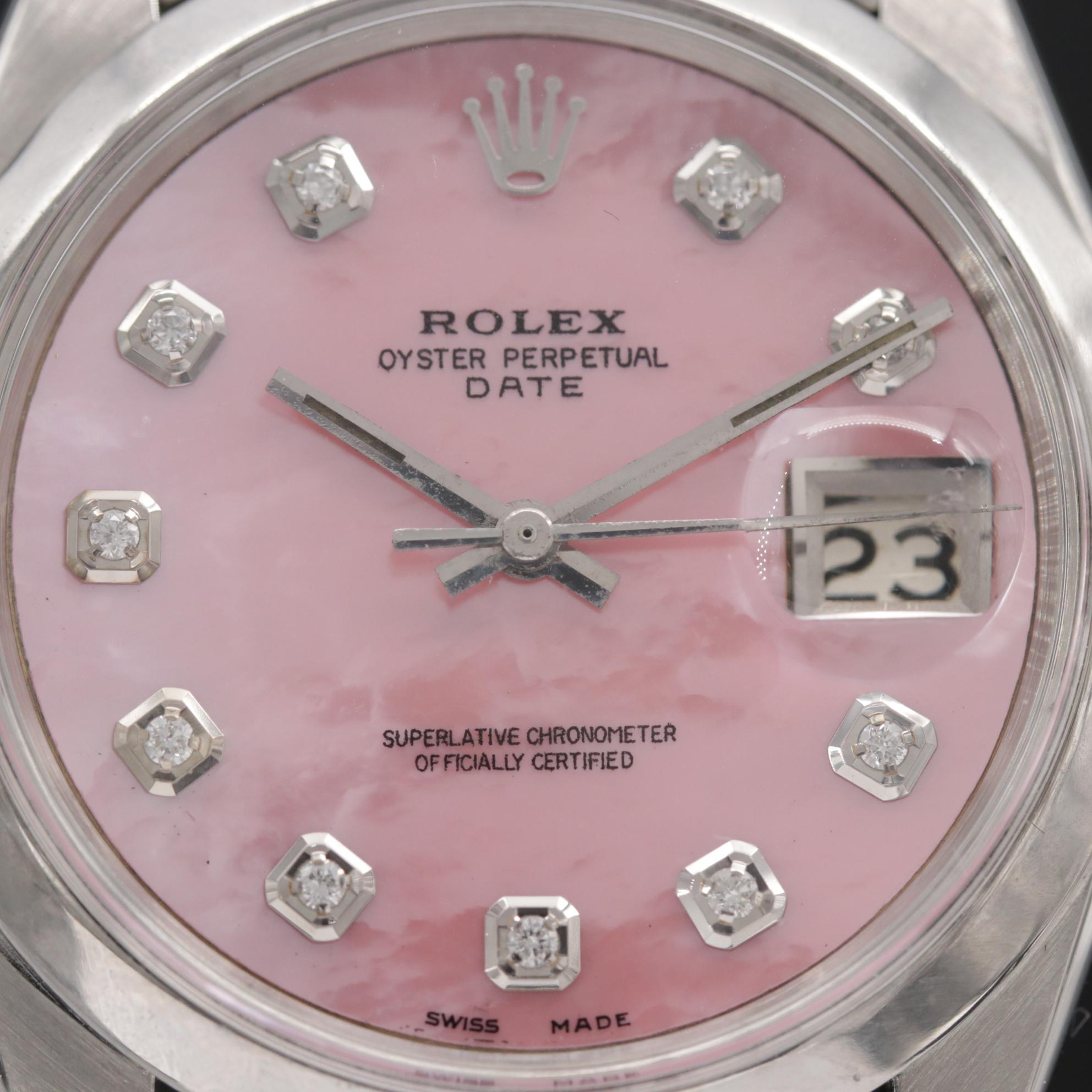 Rolex Datejust Stainless Steel and Diamond Dial Automatic Watch, 1966