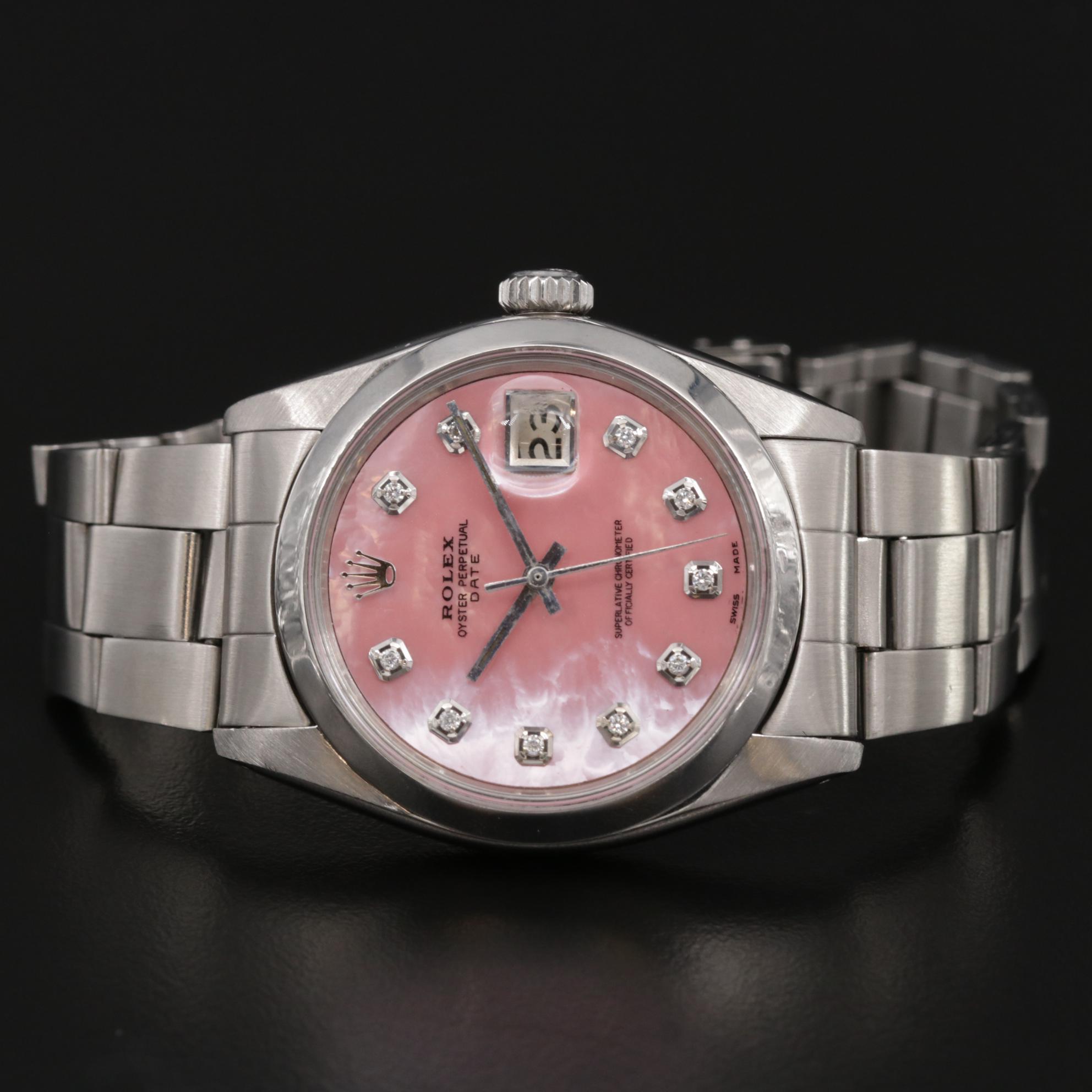 Rolex Datejust Stainless Steel and Diamond Dial Automatic Watch, 1966