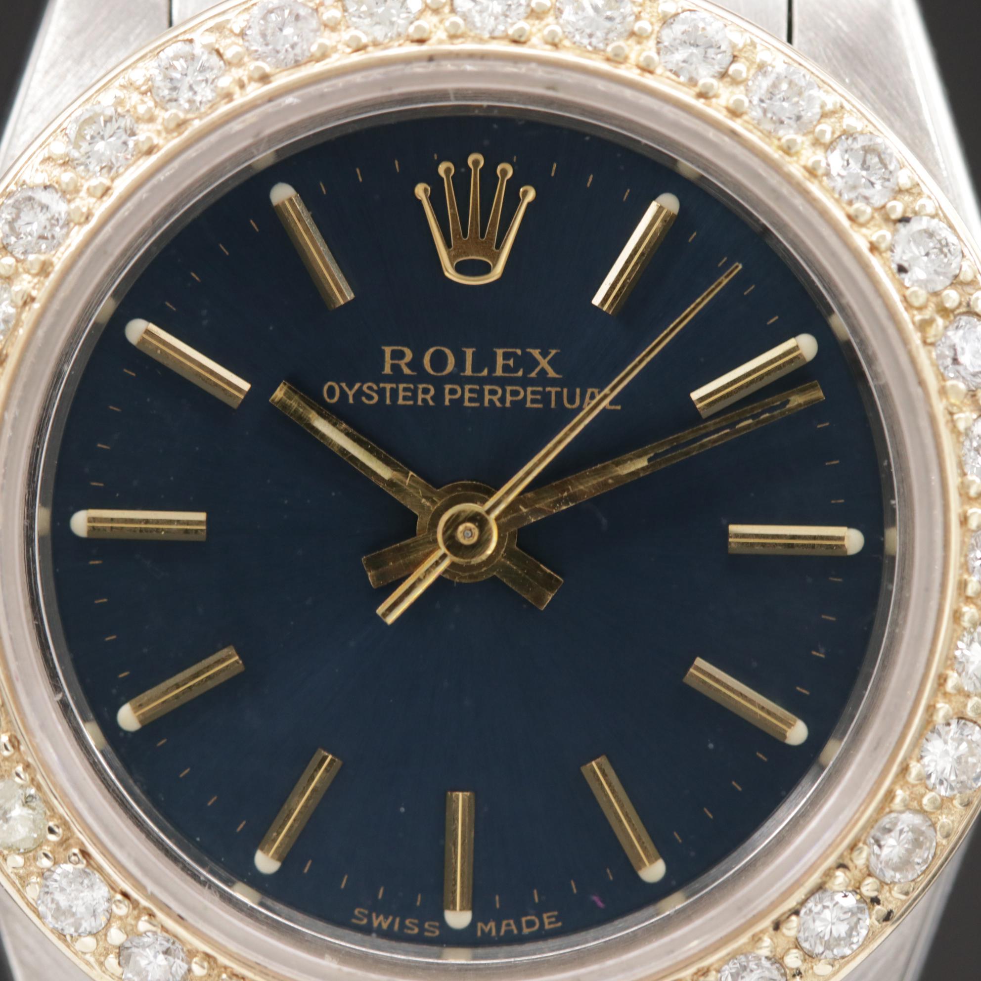 Rolex Oyster Perpetual Stainless Steel and 18K Gold Diamond Watch, 1984
