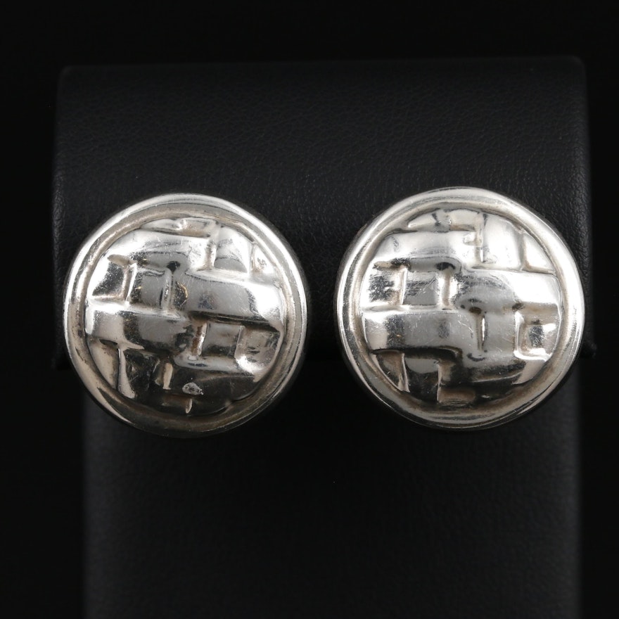 Sterling Silver Button Style Clip On Earrings