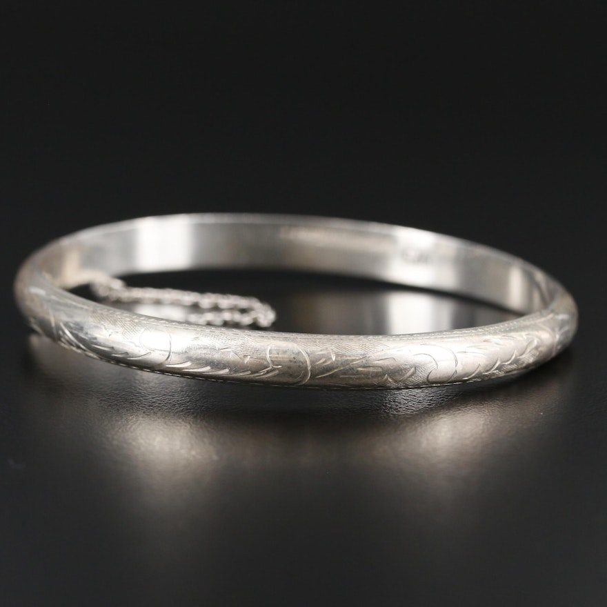 Sterling Silver Bangle with Engraved Detailing