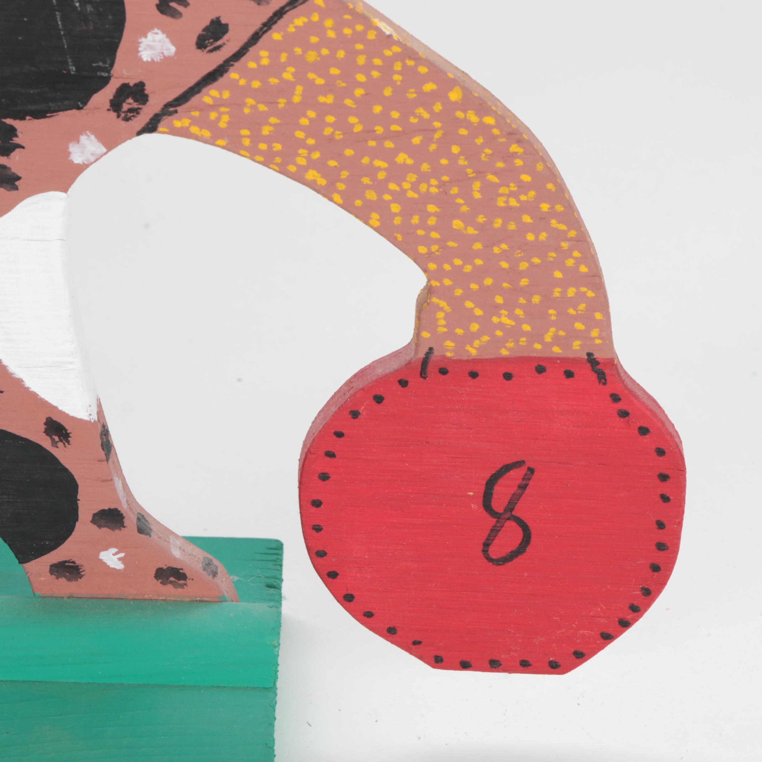 Marvin Finn Folk Art Wood Cut-Out Sculpture "Cat"