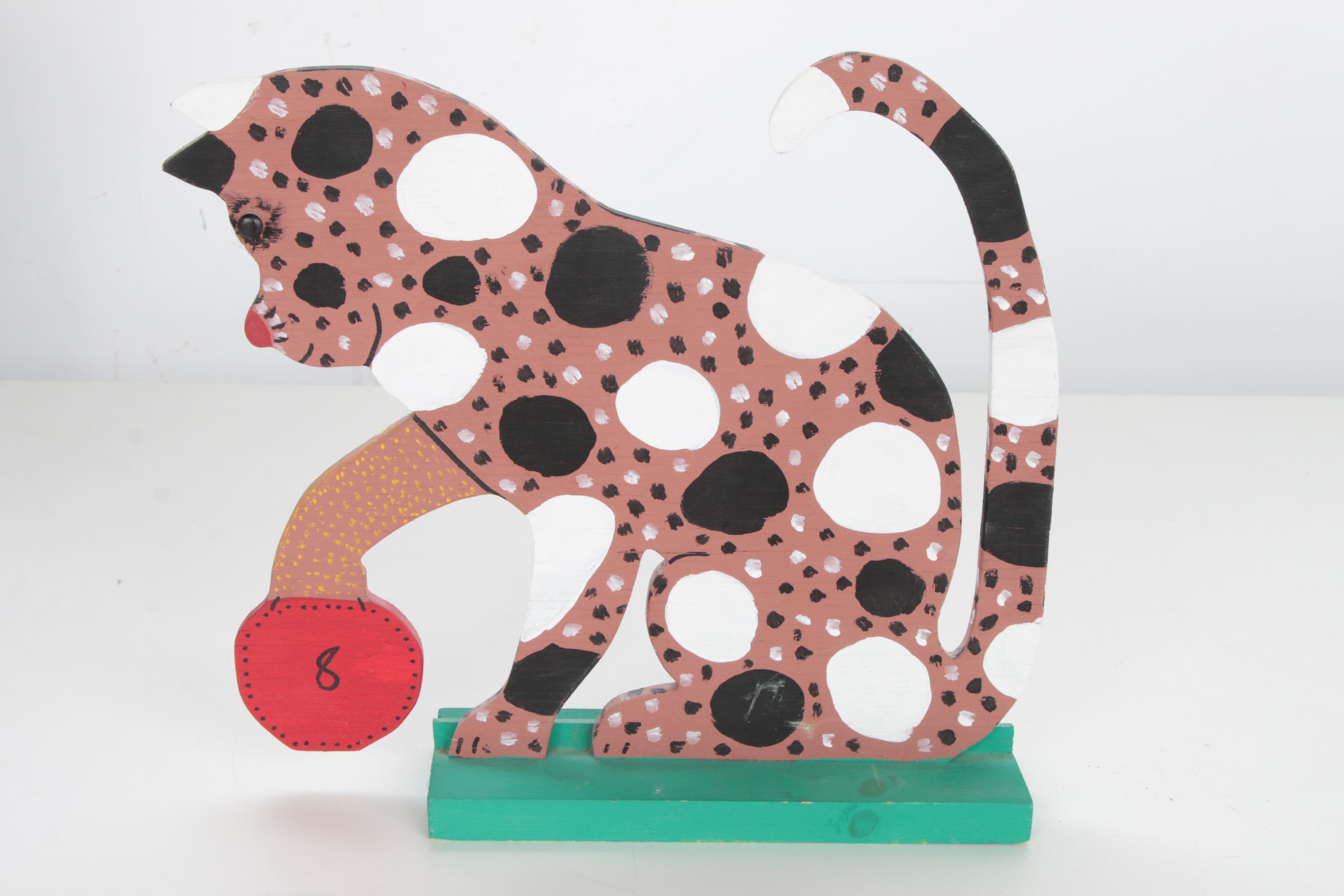 Marvin Finn Folk Art Wood Cut-Out Sculpture "Cat"