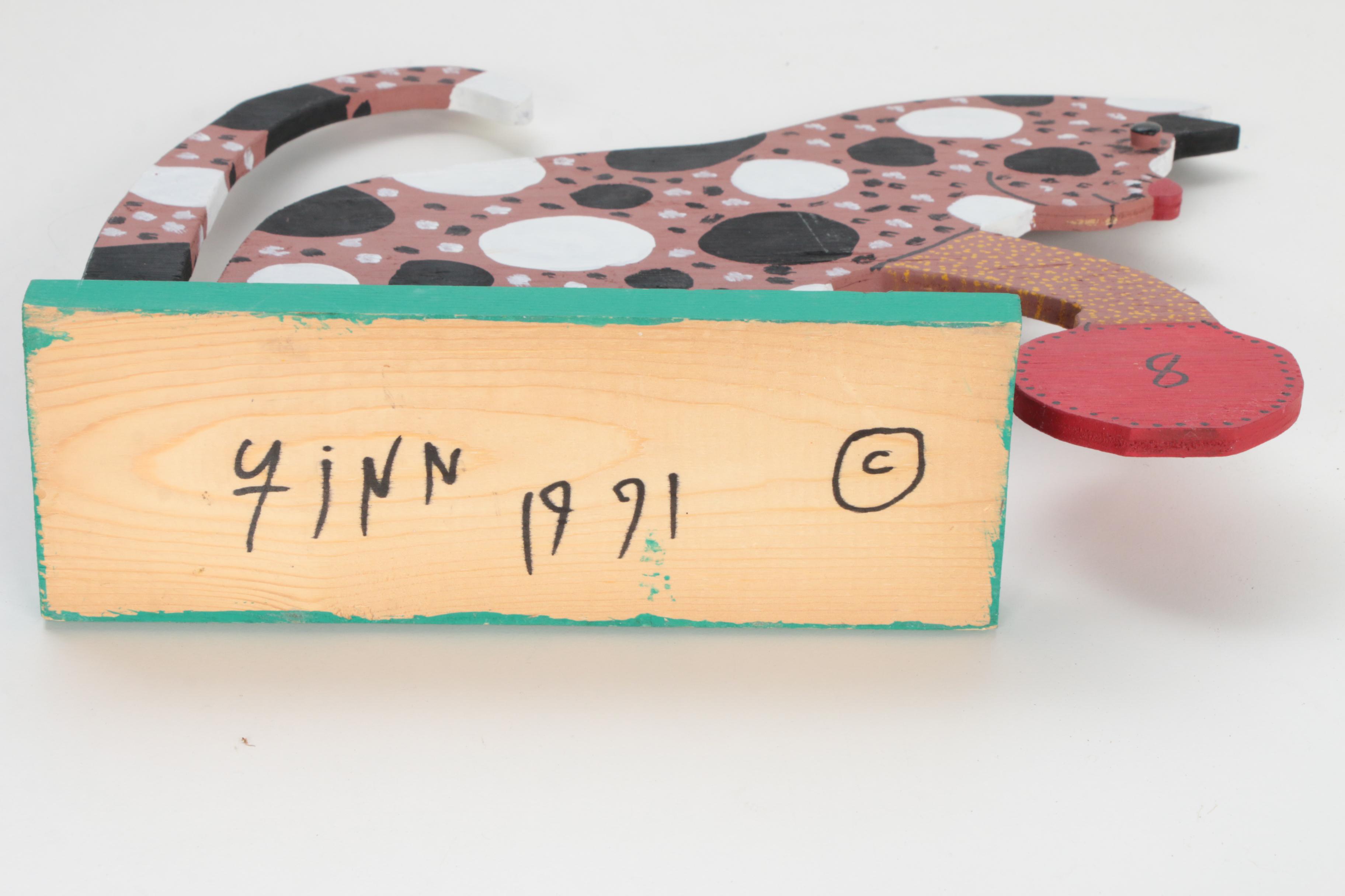 Marvin Finn Folk Art Wood Cut-Out Sculpture "Cat"