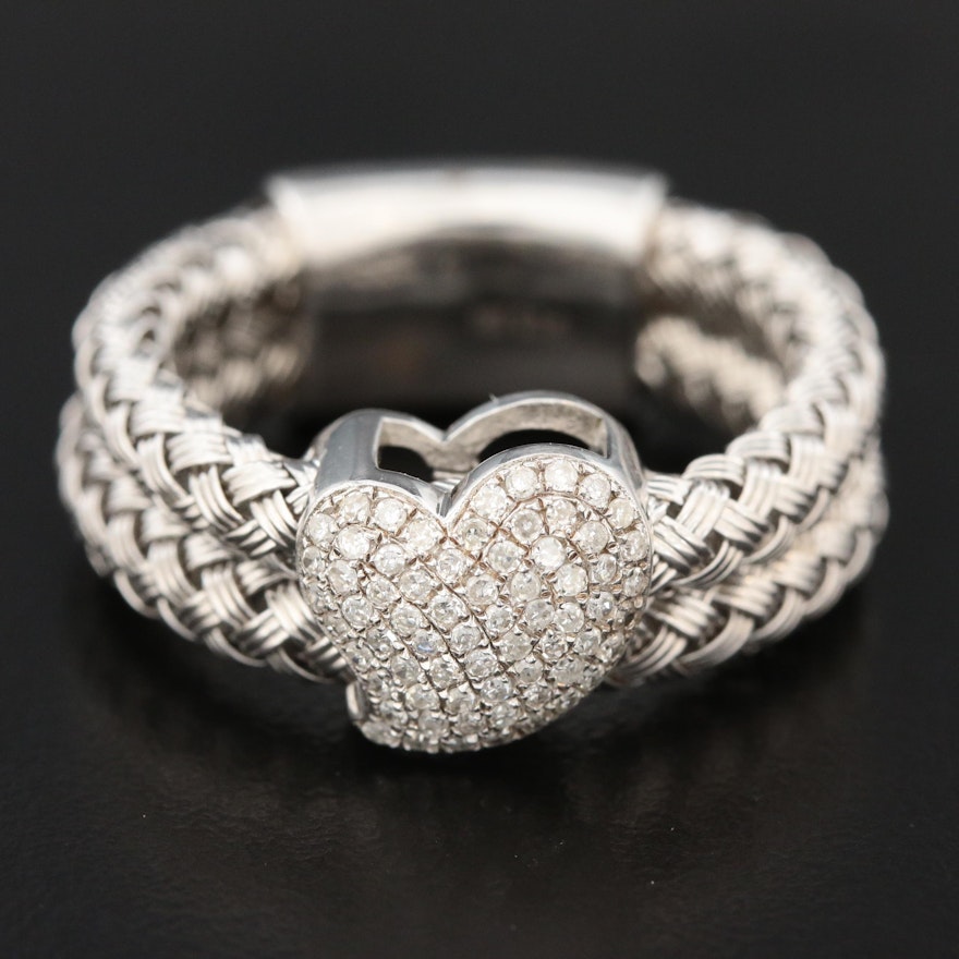 EFFY Sterling Silver Diamond Heart Ring