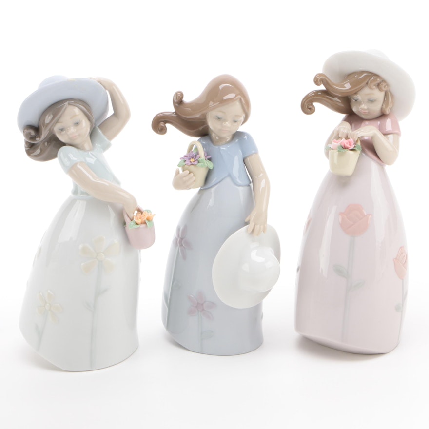 Lladró "Little Daisy," "Little Rose," and "Little Violet" Porcelain Figurines