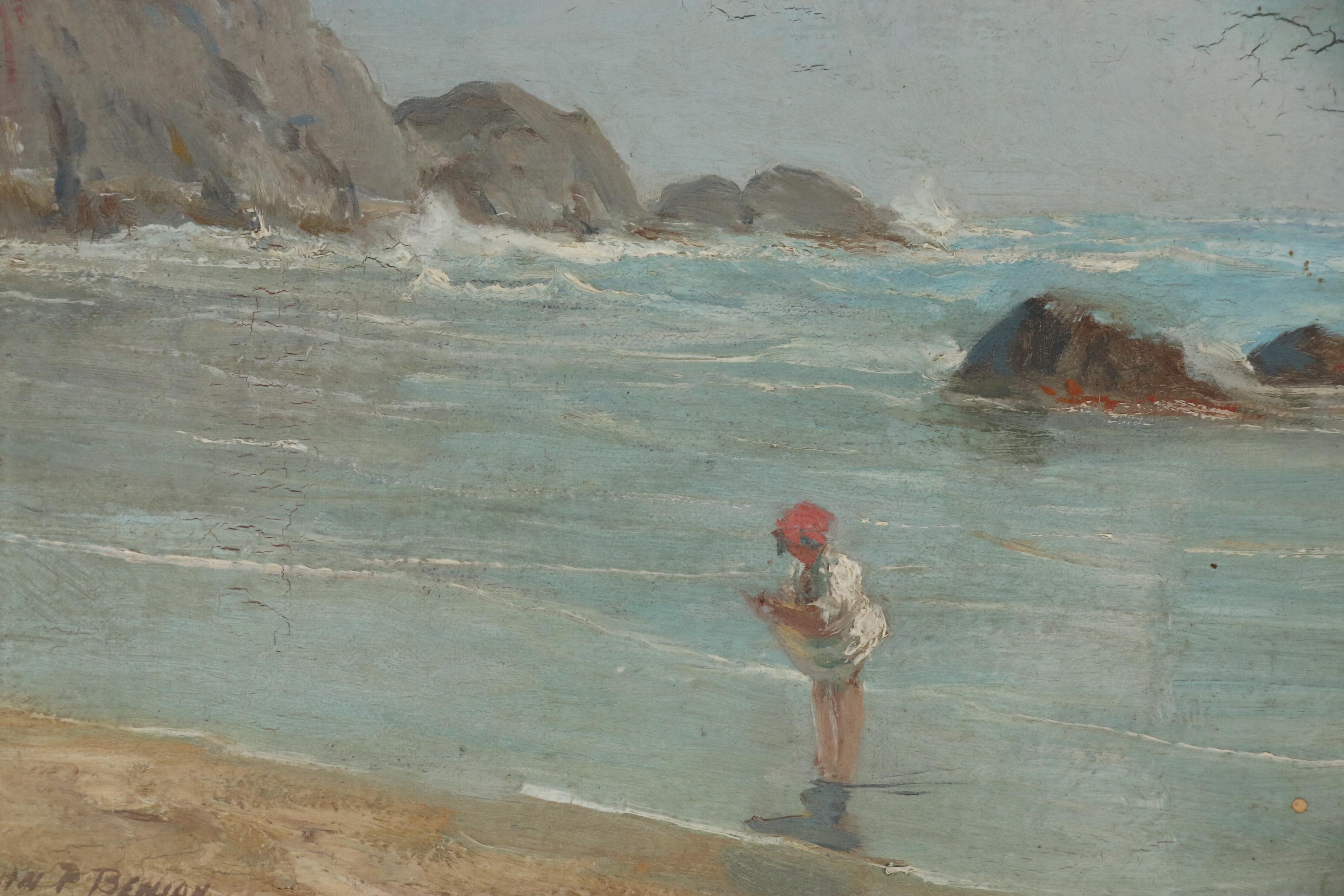 John Prentiss Benson Beachside Oil Painting, 1923